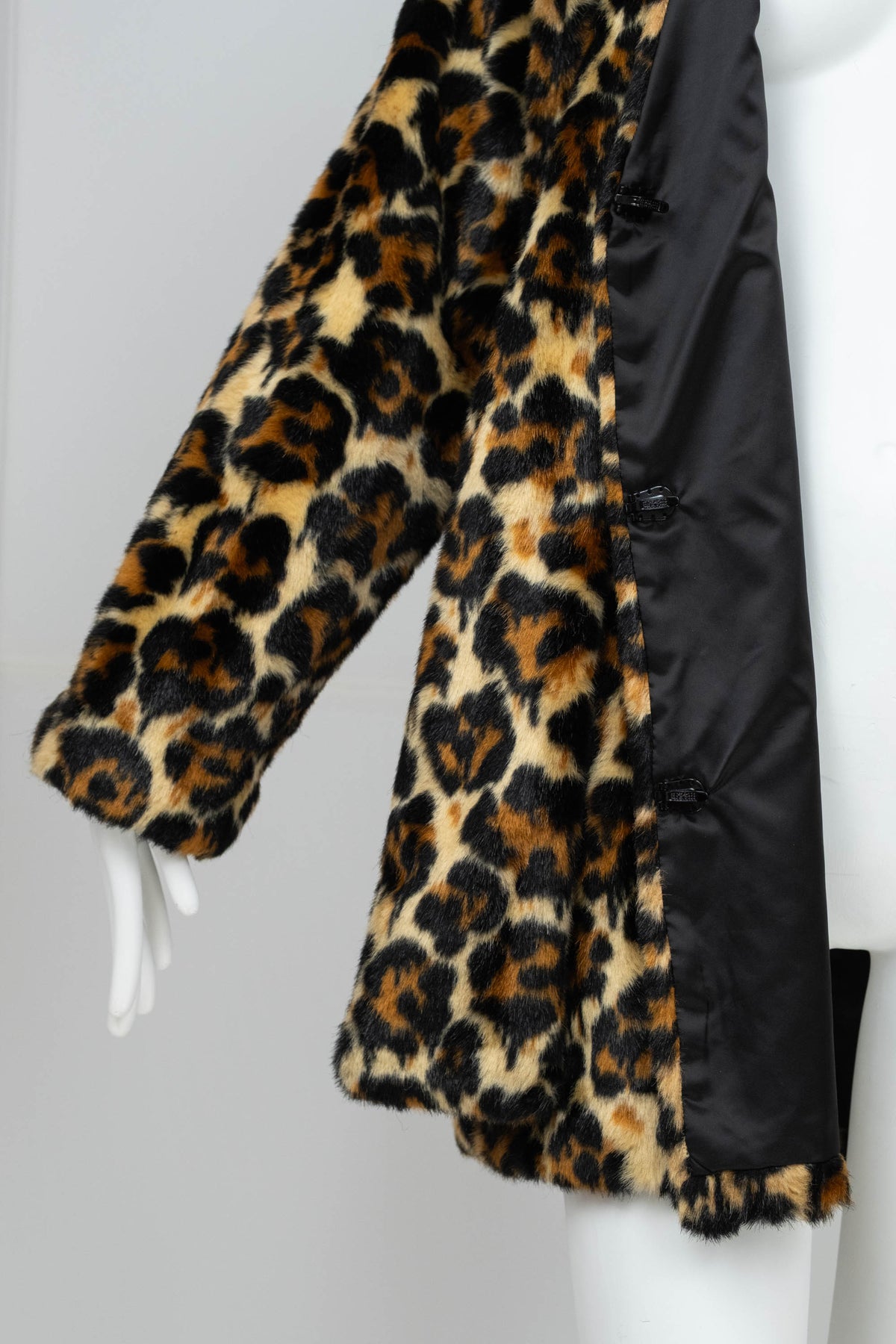 Alexander McQueen McQ Leopard Faux Fur Scarf Neck Coat Size 8