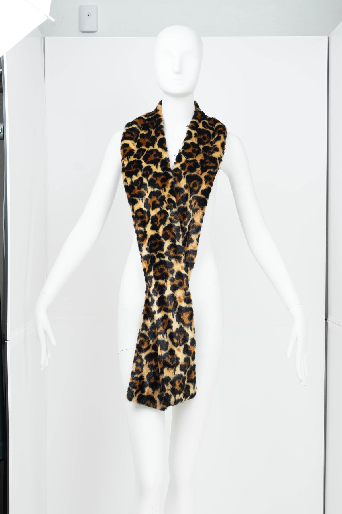 Alexander McQueen McQ Leopard Faux Fur Scarf Neck Coat Size 8