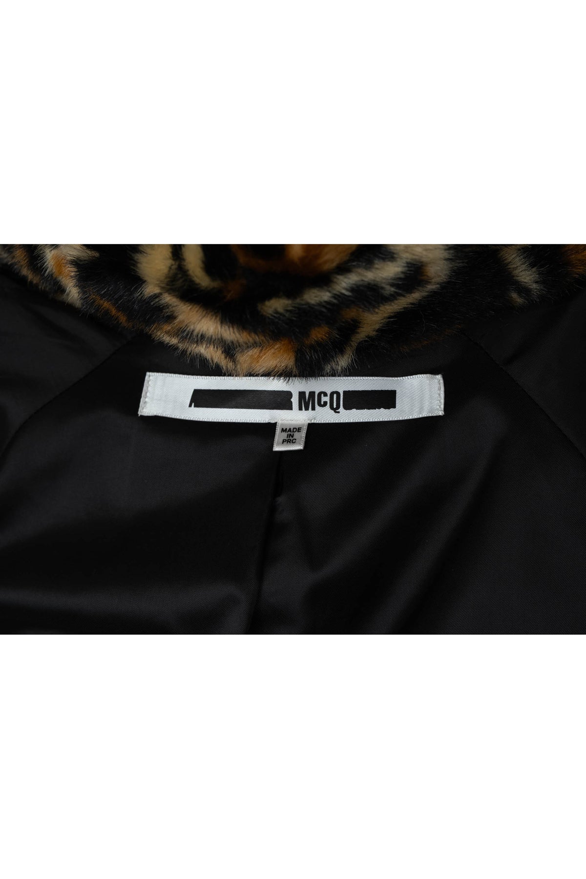 Alexander McQueen McQ Leopard Faux Fur Scarf Neck Coat Size 8