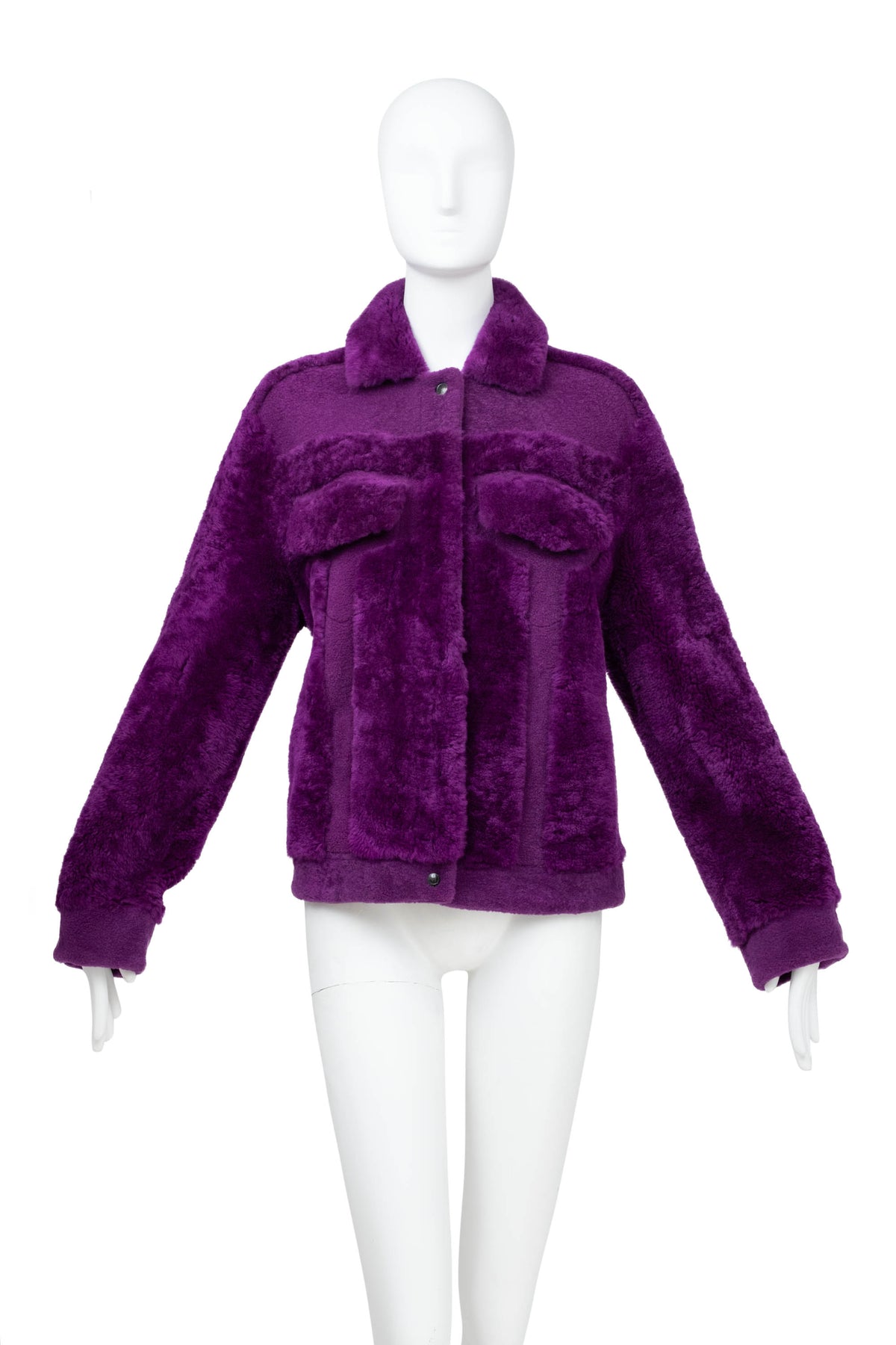 Tom Ford Purple Berry Shearling Fur Bomber Jacket Size 42/6