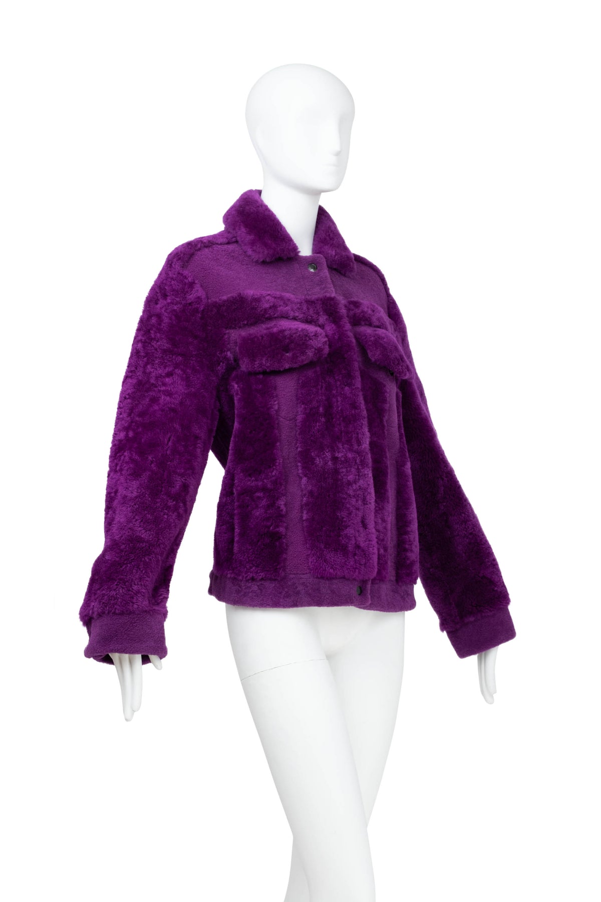 Tom Ford Purple Berry Shearling Fur Bomber Jacket Size 42/6