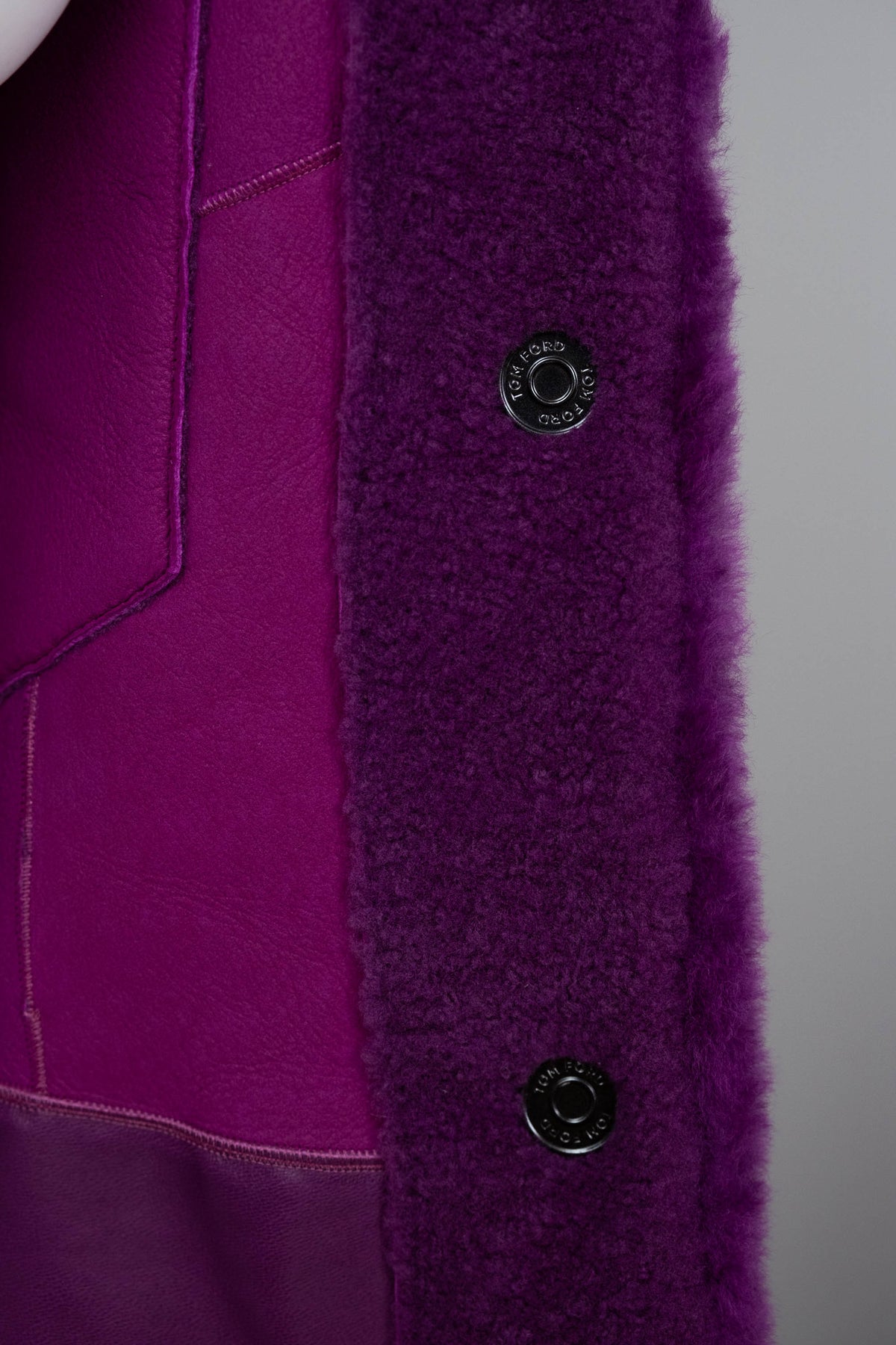 Tom Ford Purple Berry Shearling Fur Bomber Jacket Size 42/6