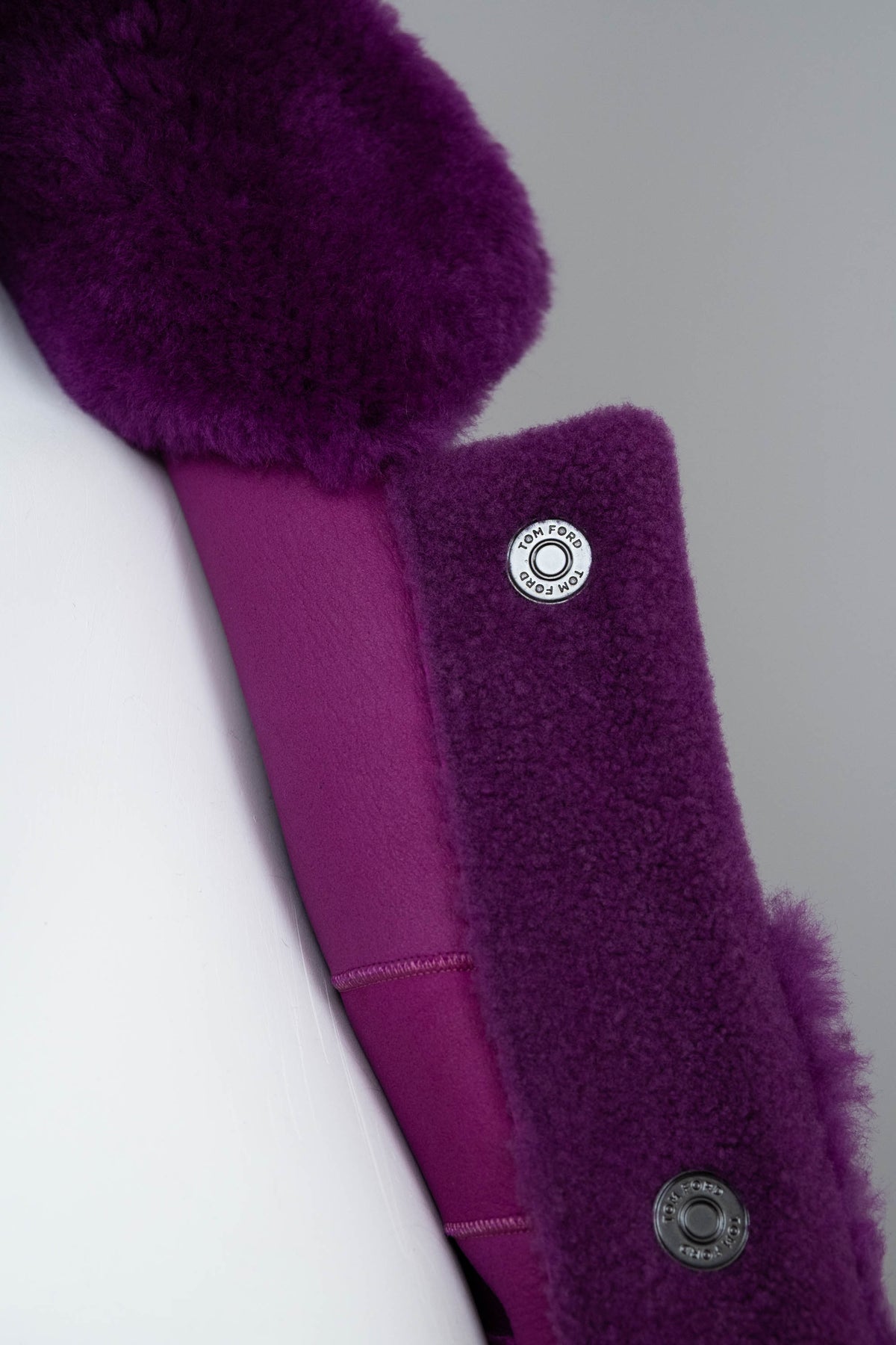 Tom Ford Purple Berry Shearling Fur Bomber Jacket Size 42/6