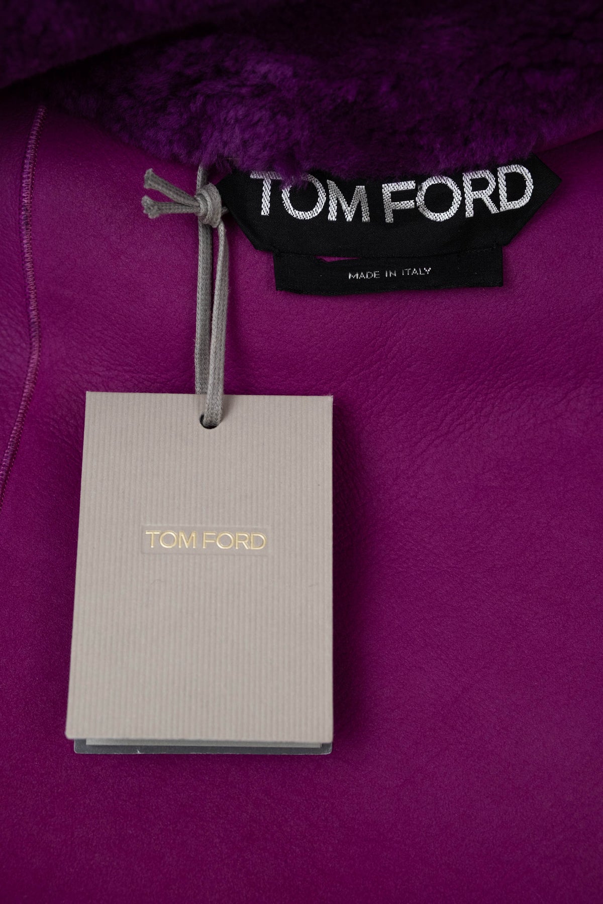 Tom Ford Purple Berry Shearling Fur Bomber Jacket Size 42/6