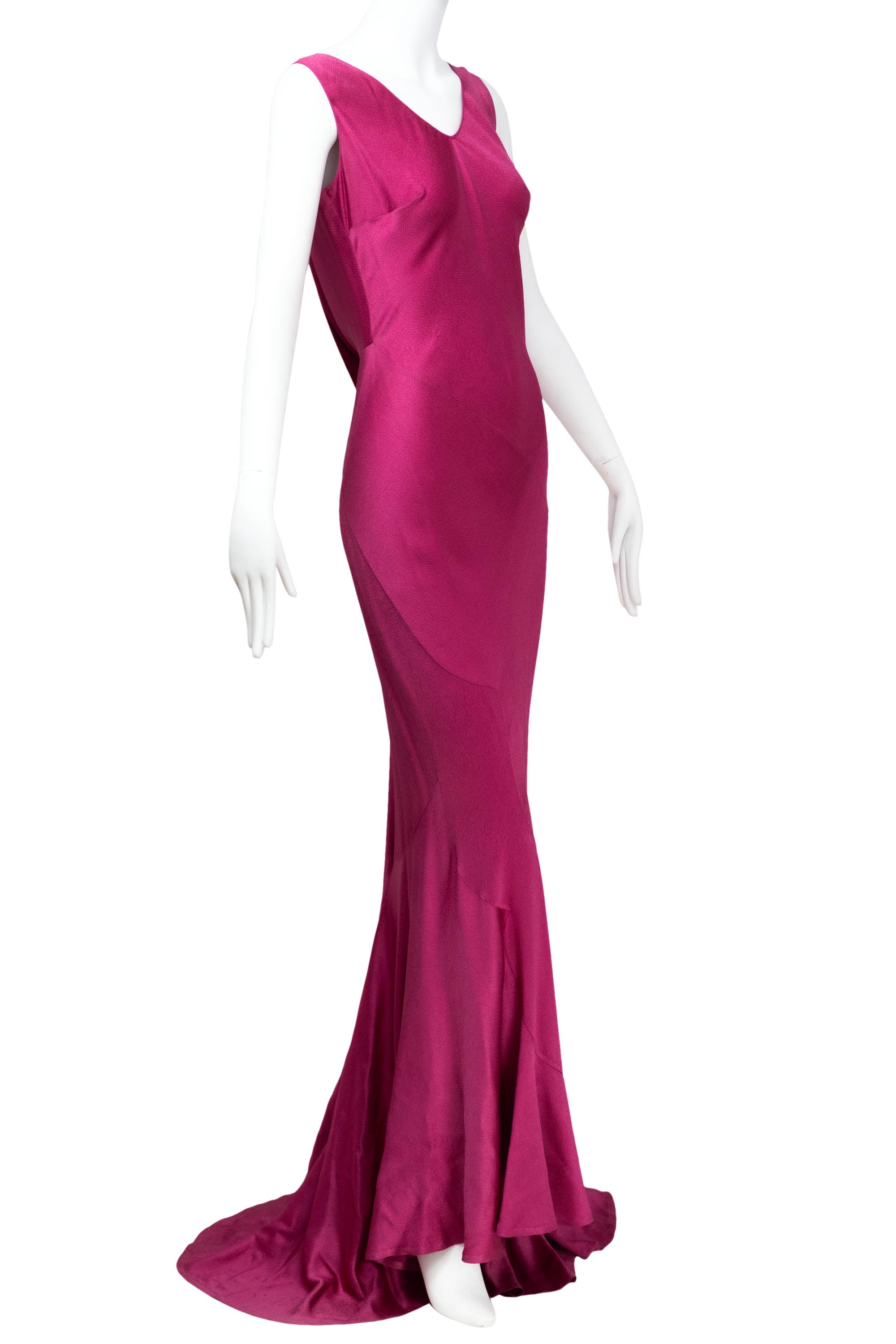 galliano bias cut dress Vintage 2008 John Galliano Coral Pink Silk Bias-Cut Scalloped Train Backless Gown
