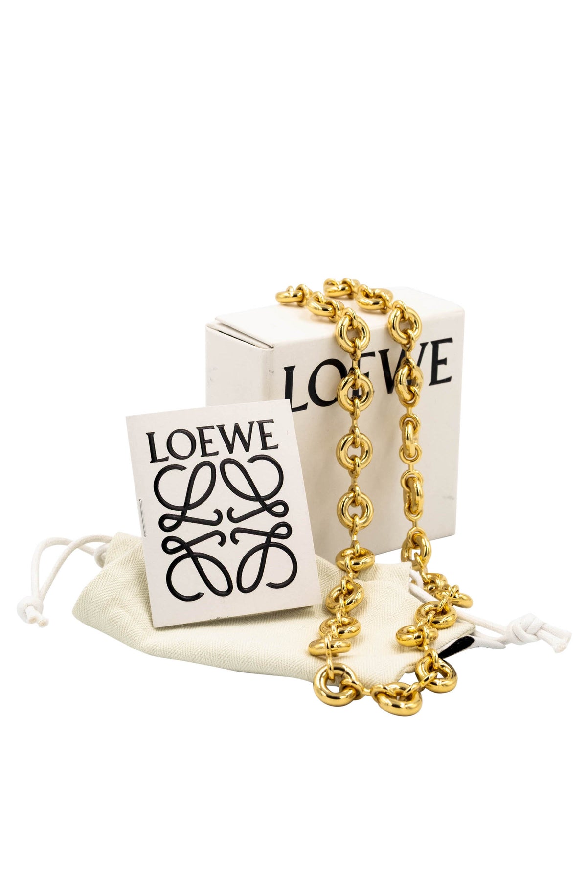 Loewe Gold Tone Donut Chain Link Necklace