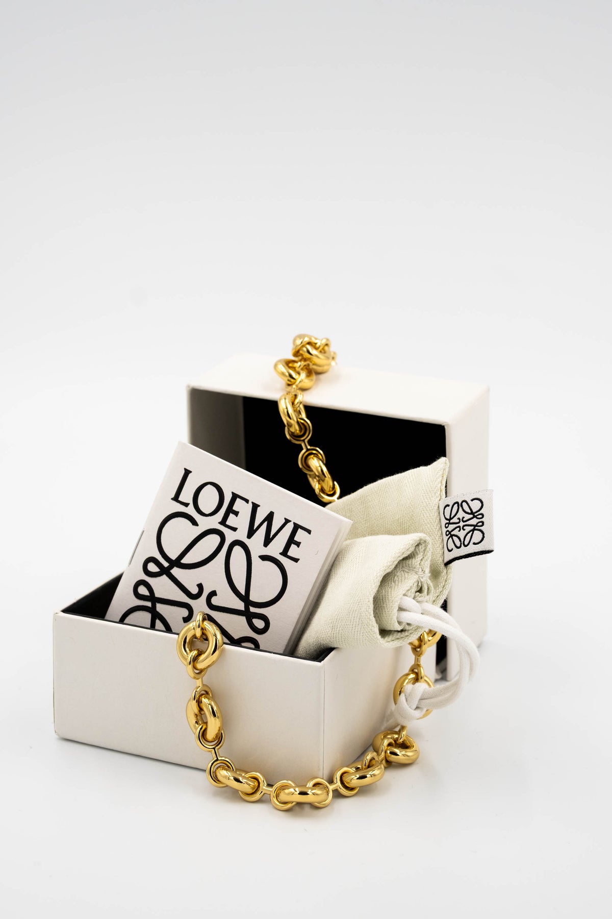 Loewe Gold Tone Donut Chain Link Necklace