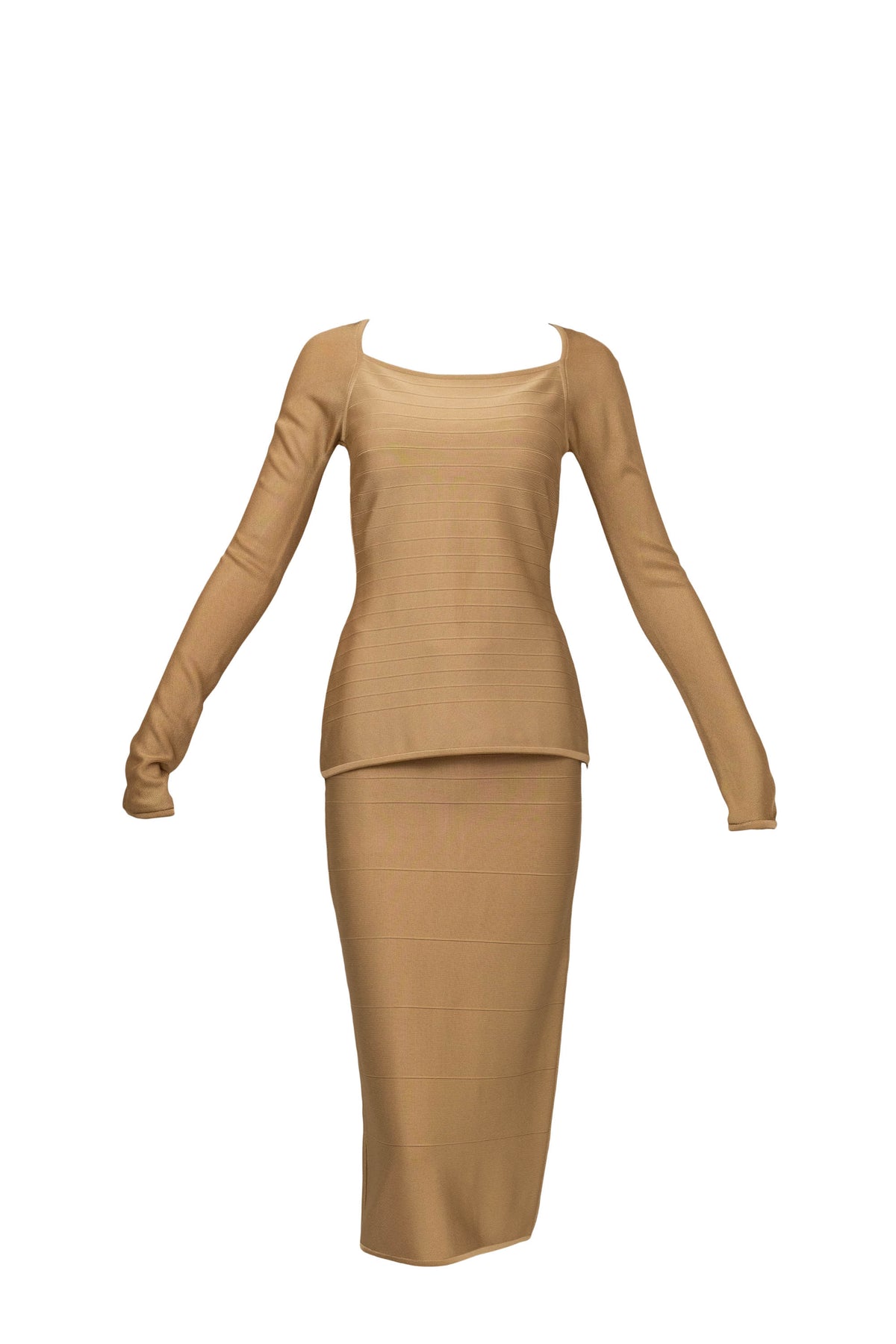 Herve Leger Paris Gold Skirt Set Size Large