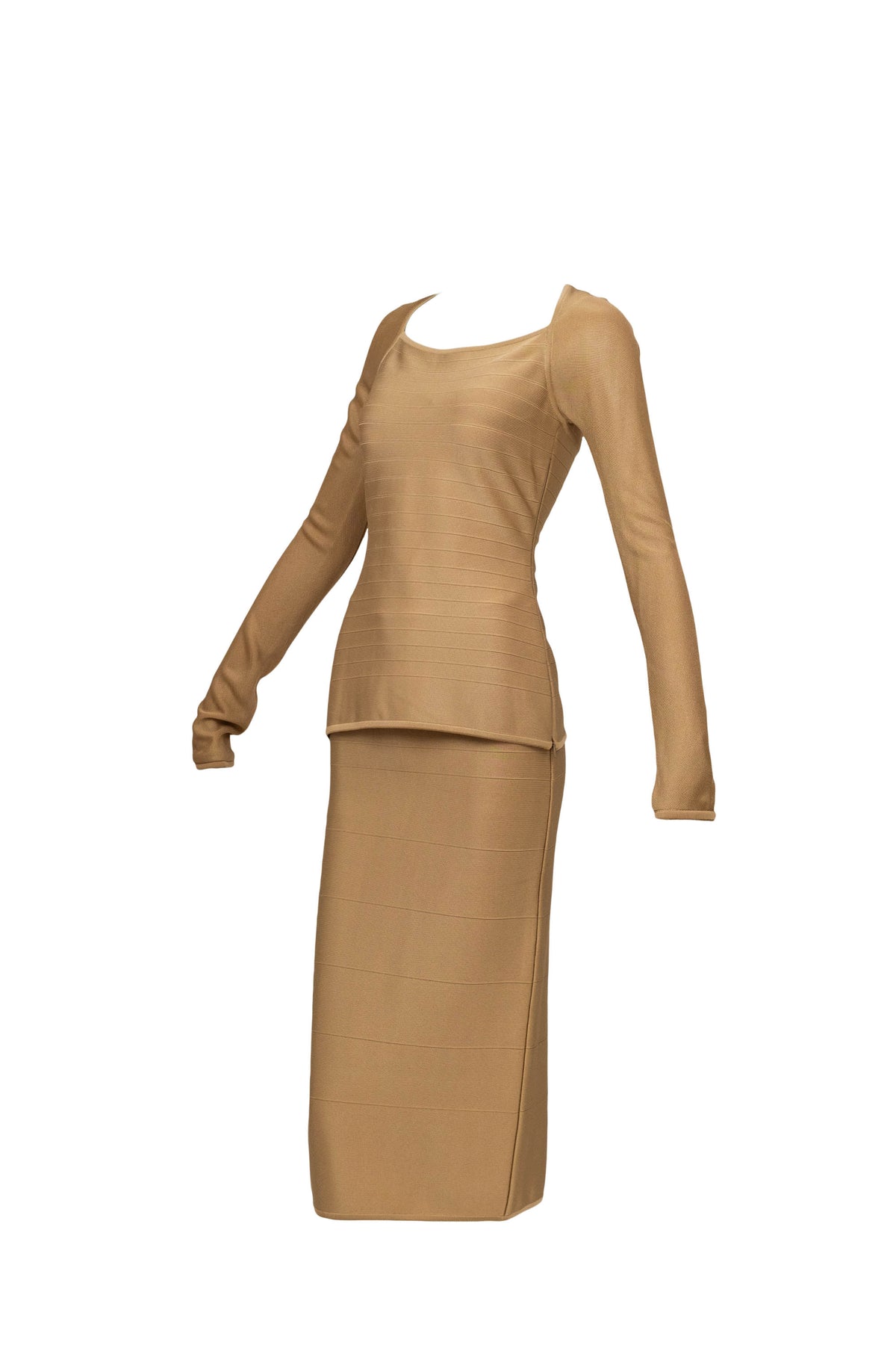 Herve Leger Paris Gold Skirt Set Size Large