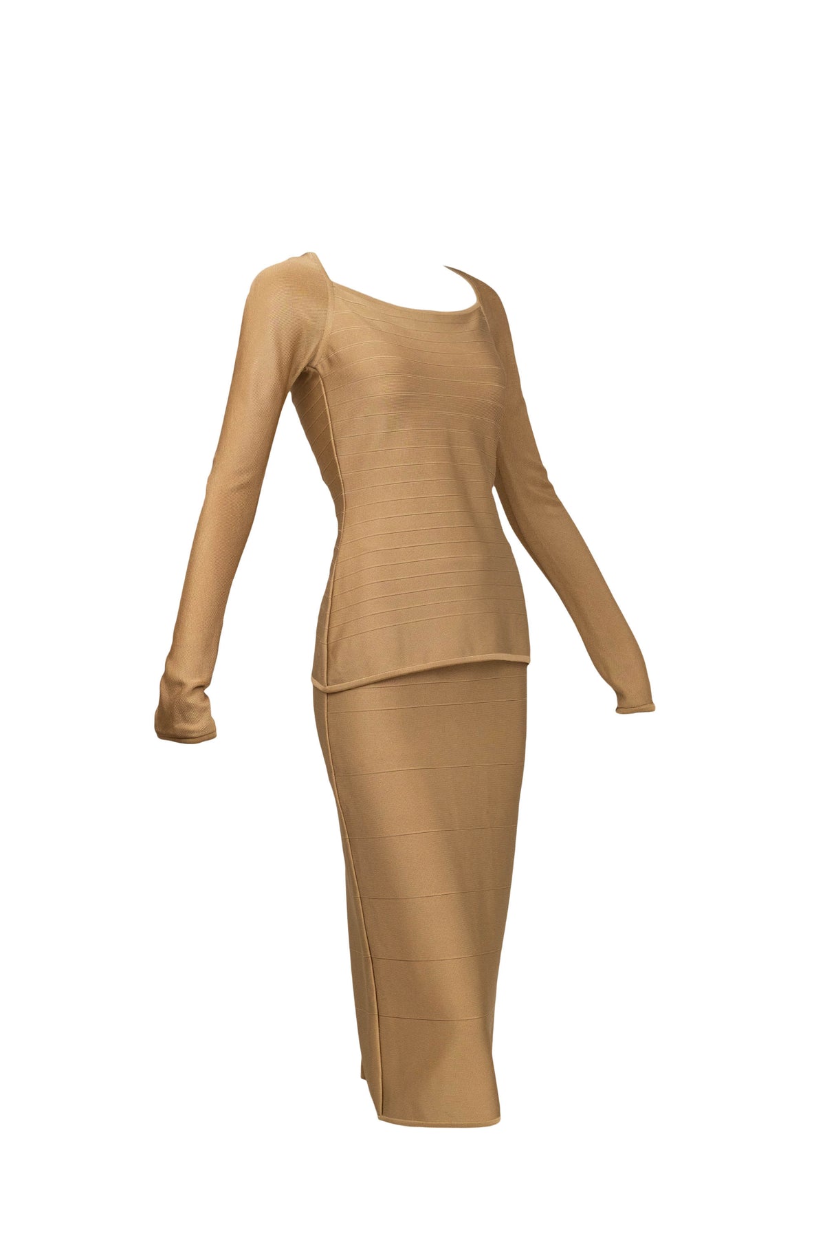 Herve Leger Paris Gold Skirt Set Size Large