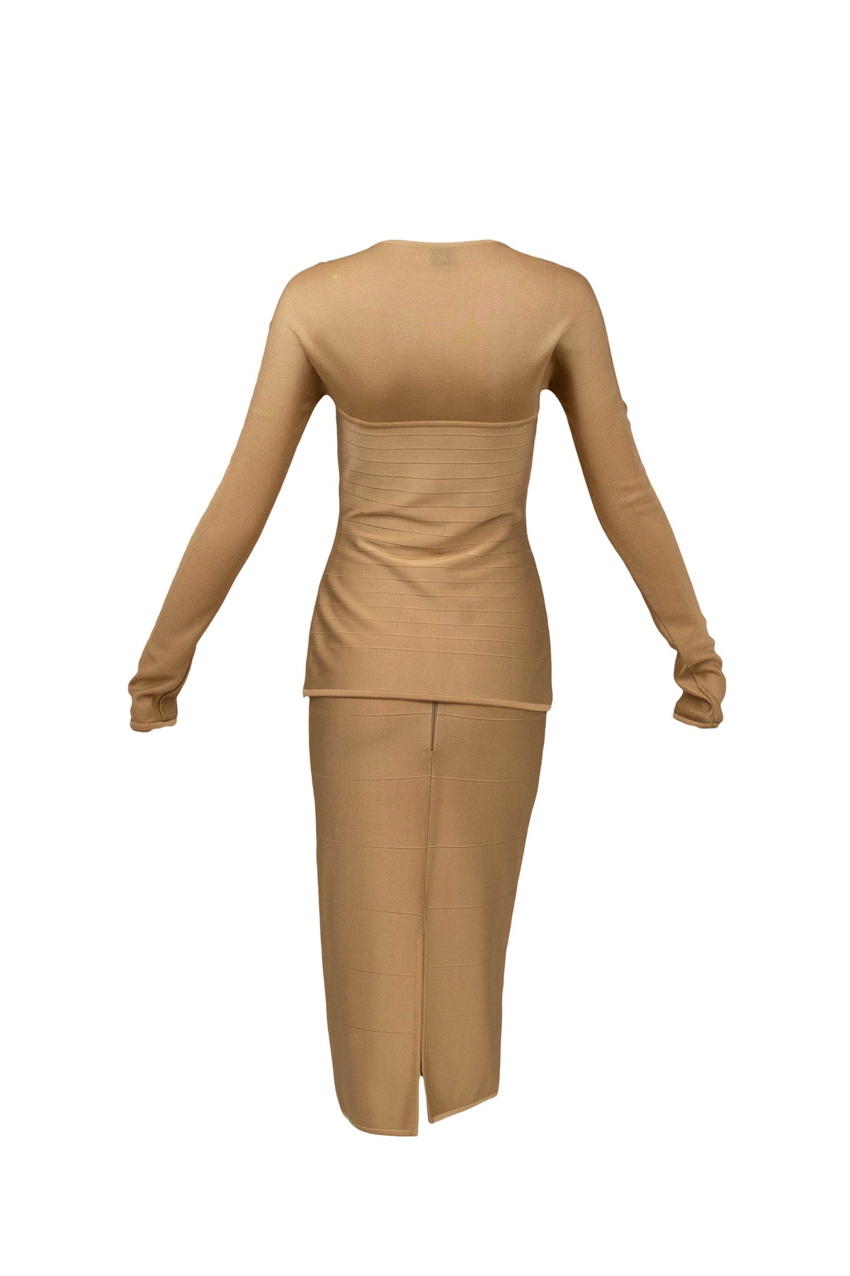 Herve Leger Paris Gold Skirt Set Size Large