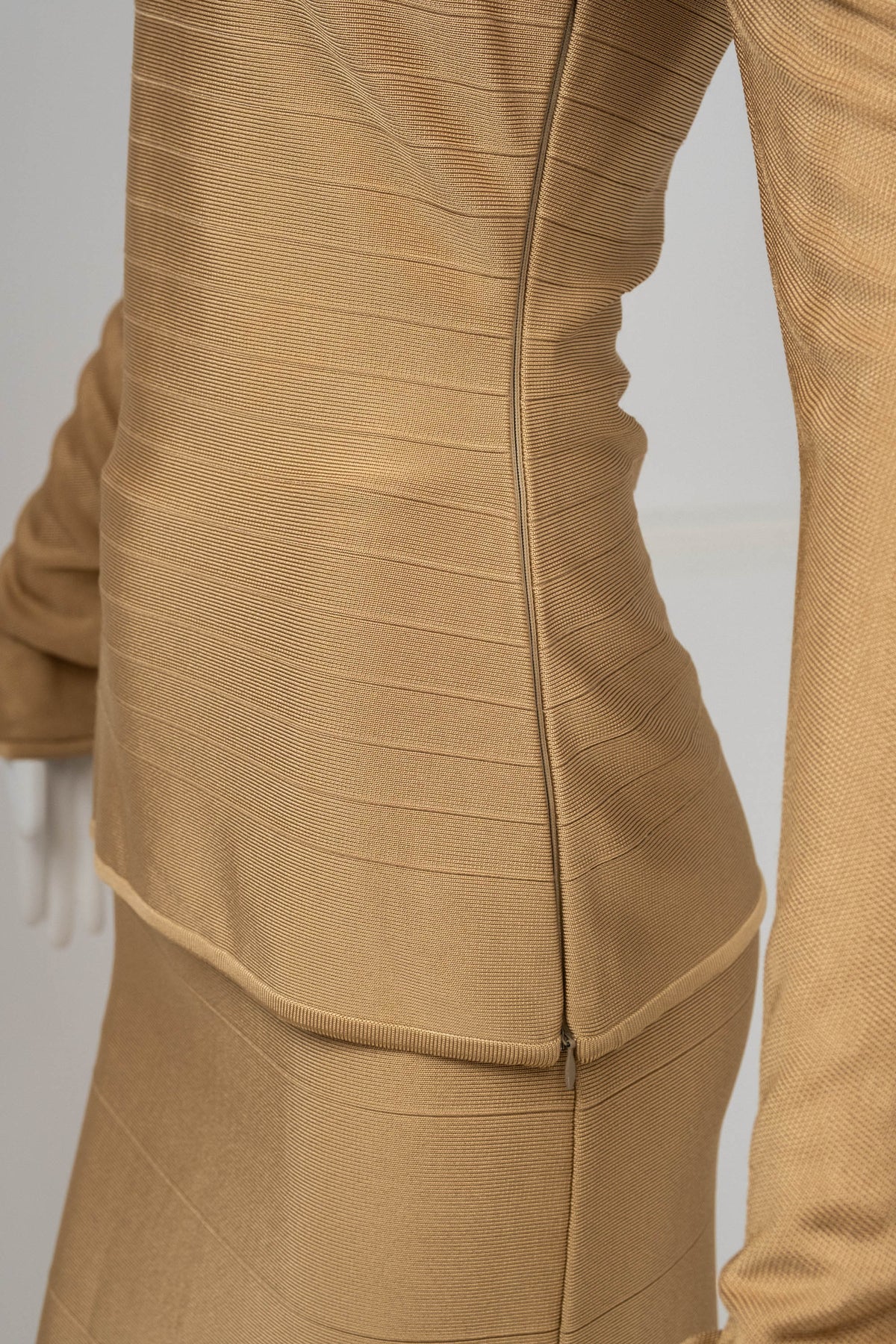 Herve Leger Paris Gold Skirt Set Size Large