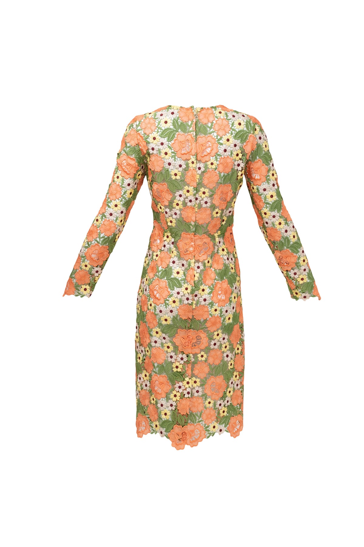 Dolce & Gabbana Multicolor Floral Guipere Lace Long Sleeve Dress Size 42/6