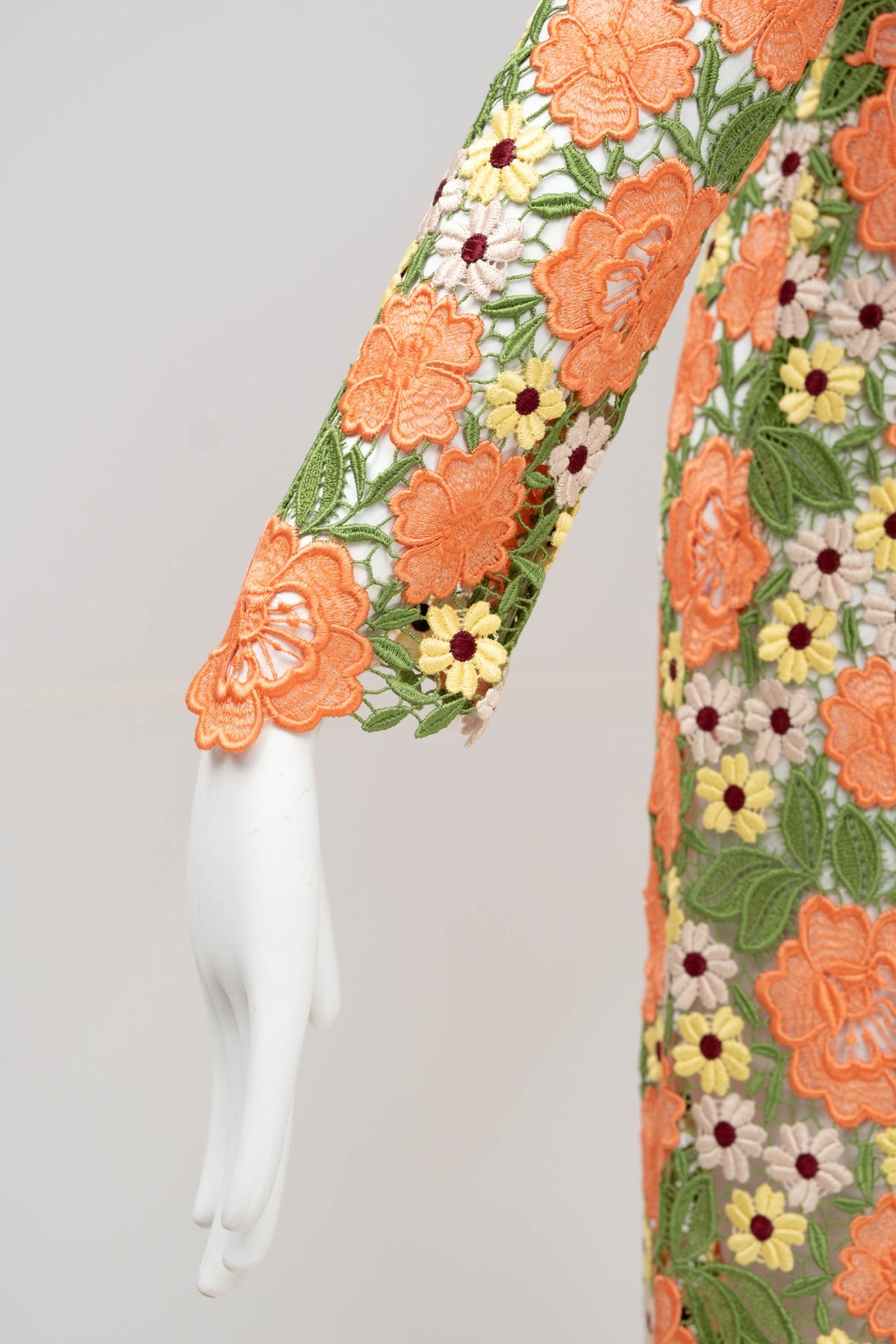 Dolce & Gabbana Multicolor Floral Guipere Lace Long Sleeve Dress Size 42/6