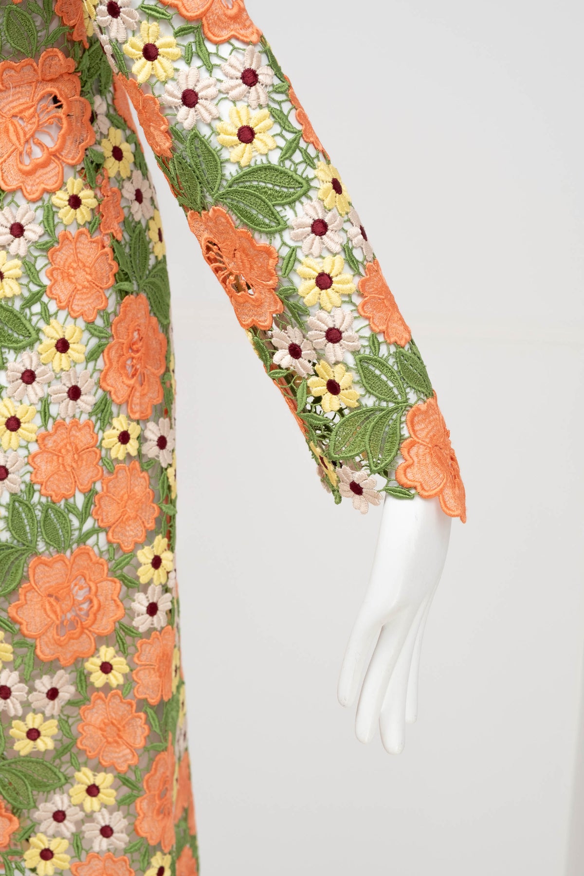 Dolce & Gabbana Multicolor Floral Guipere Lace Long Sleeve Dress Size 42/6