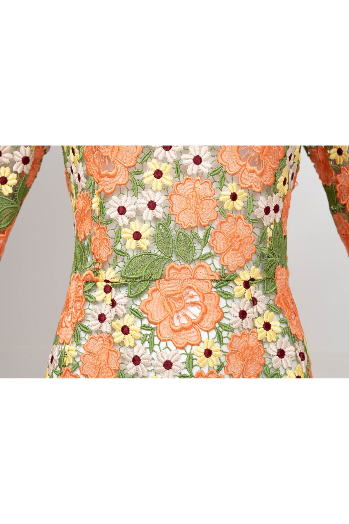 Dolce & Gabbana Multicolor Floral Guipere Lace Long Sleeve Dress Size 42/6