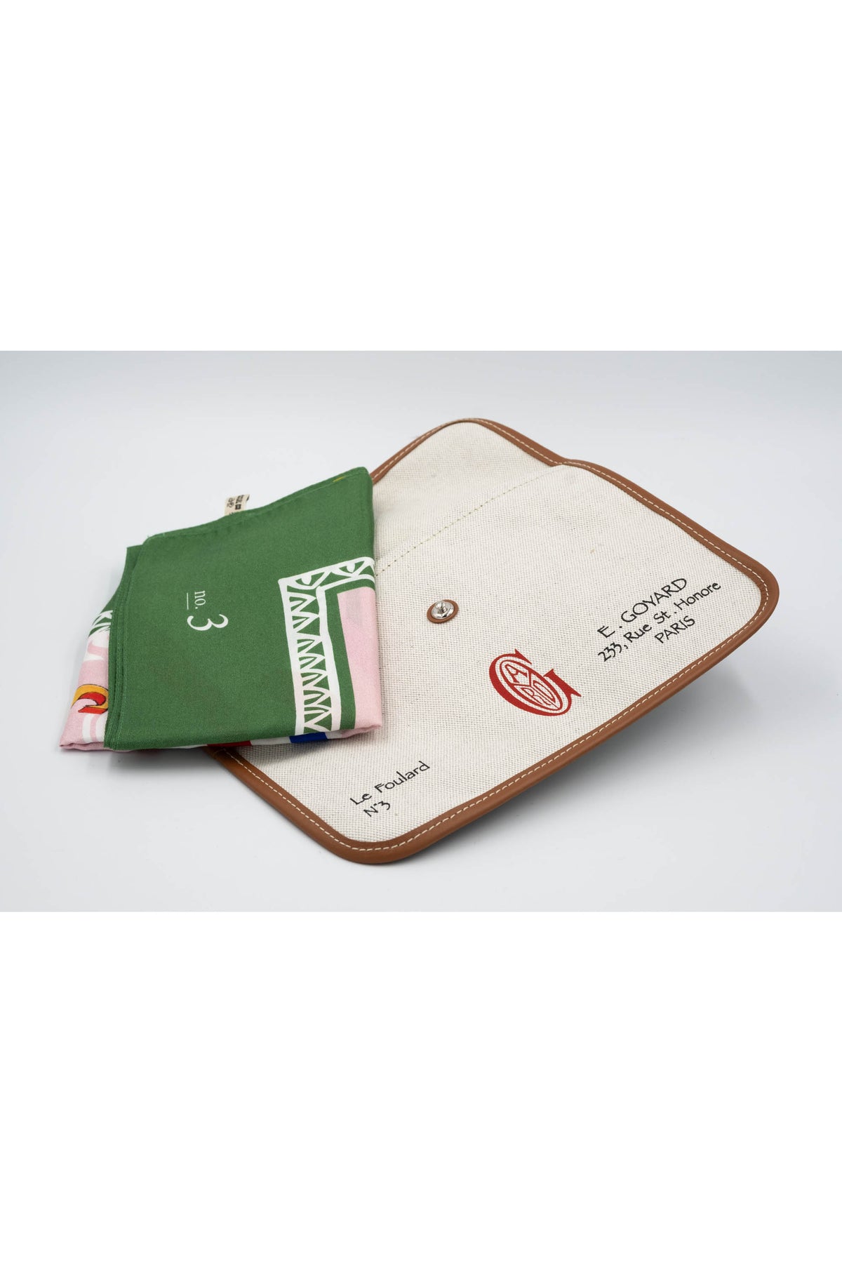 Goyard Green Multi Color No. 3 Silk Scarf & Pouch 70cm