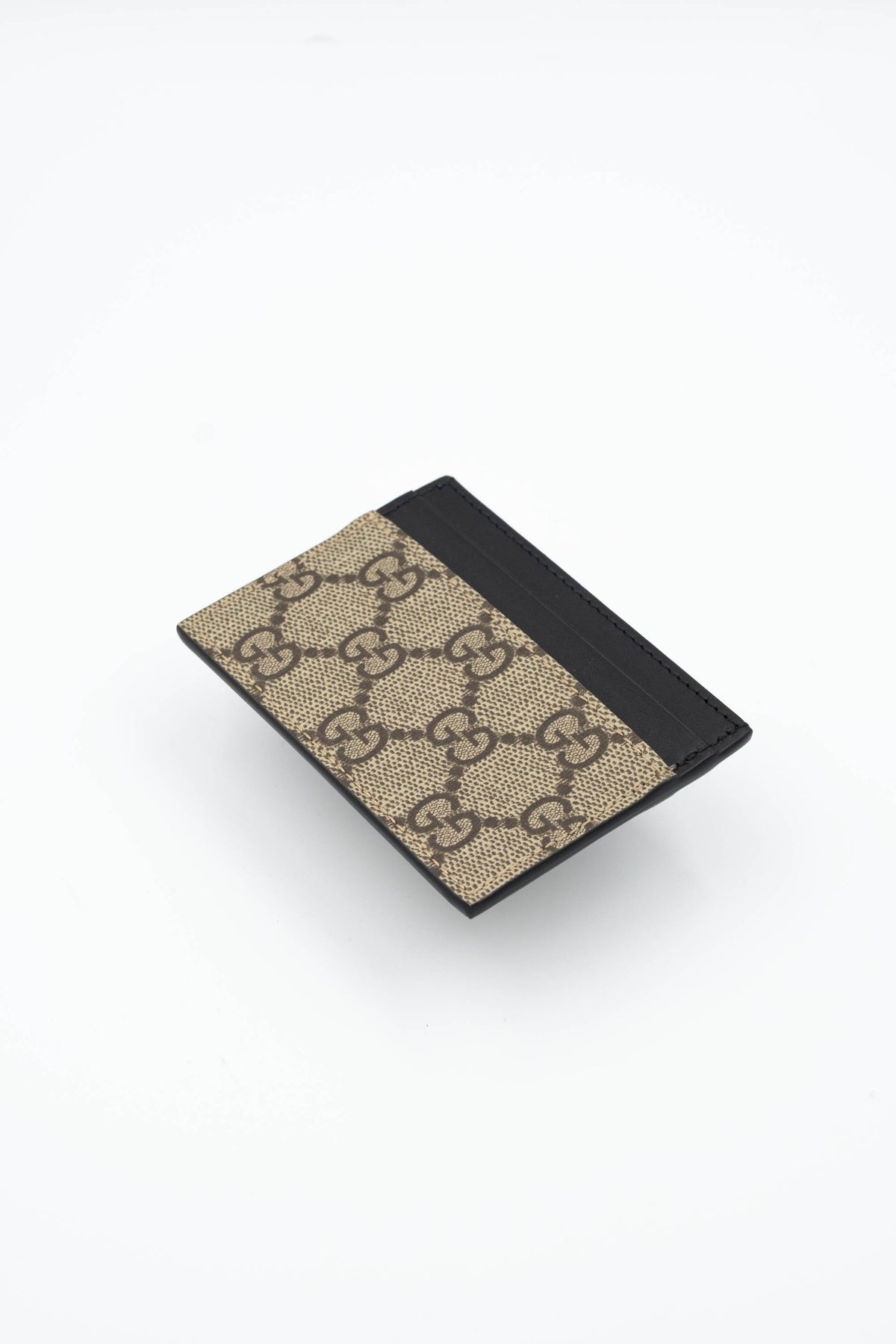 Gucci Black and Brown Monogram Pattern Card Holder