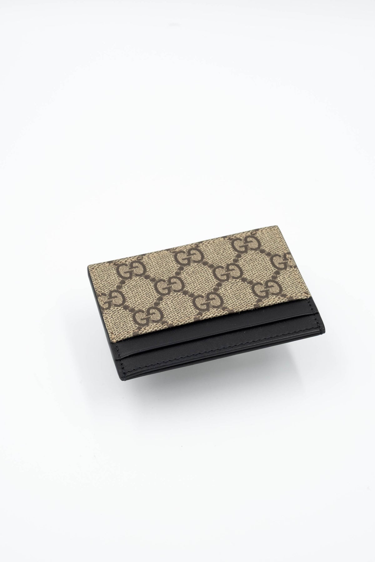 Gucci Black and Brown Monogram Pattern Card Holder
