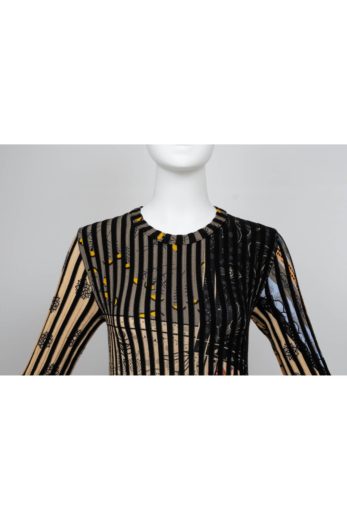 Etro Black Rib Knit Maxi Dress Paisley Print Size 42