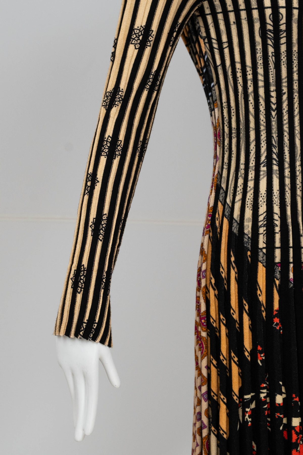 Etro Black Rib Knit Maxi Dress Paisley Print Size 42