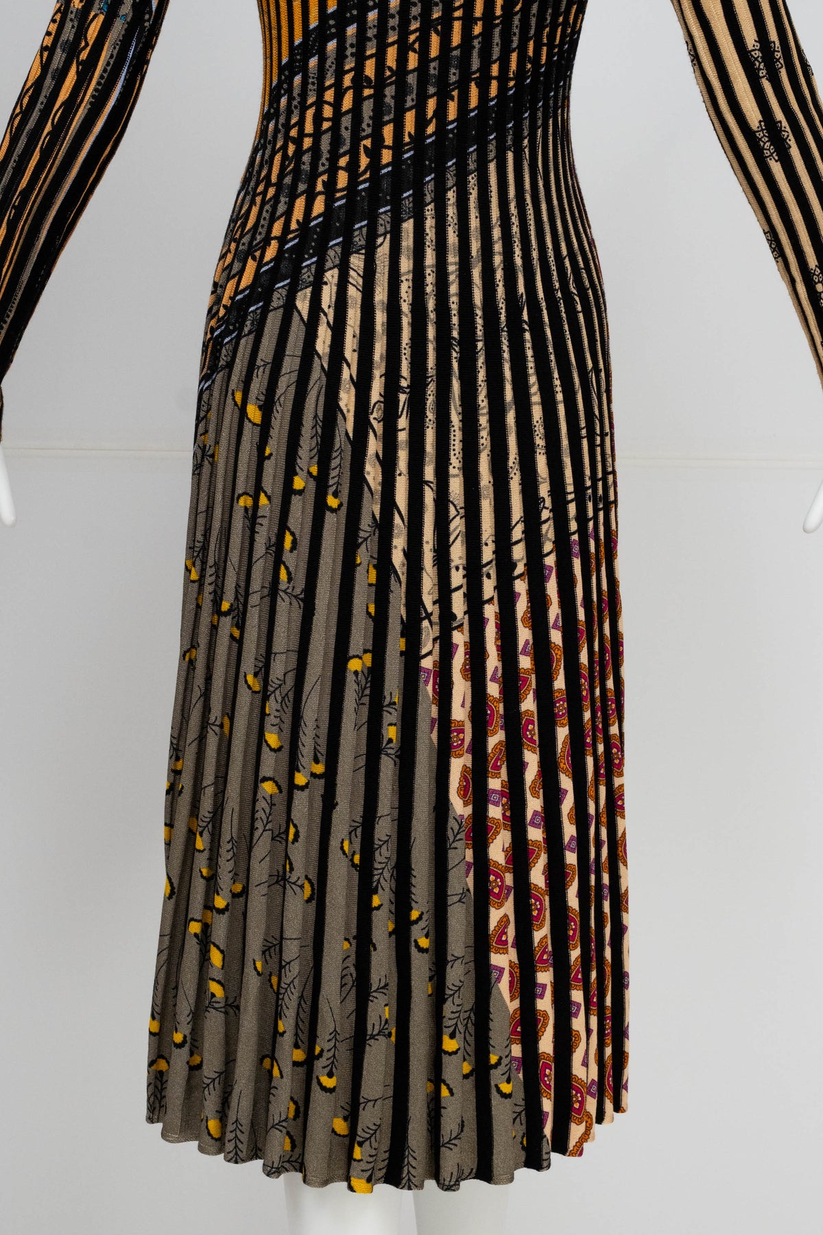 Etro Black Rib Knit Maxi Dress Paisley Print Size 42