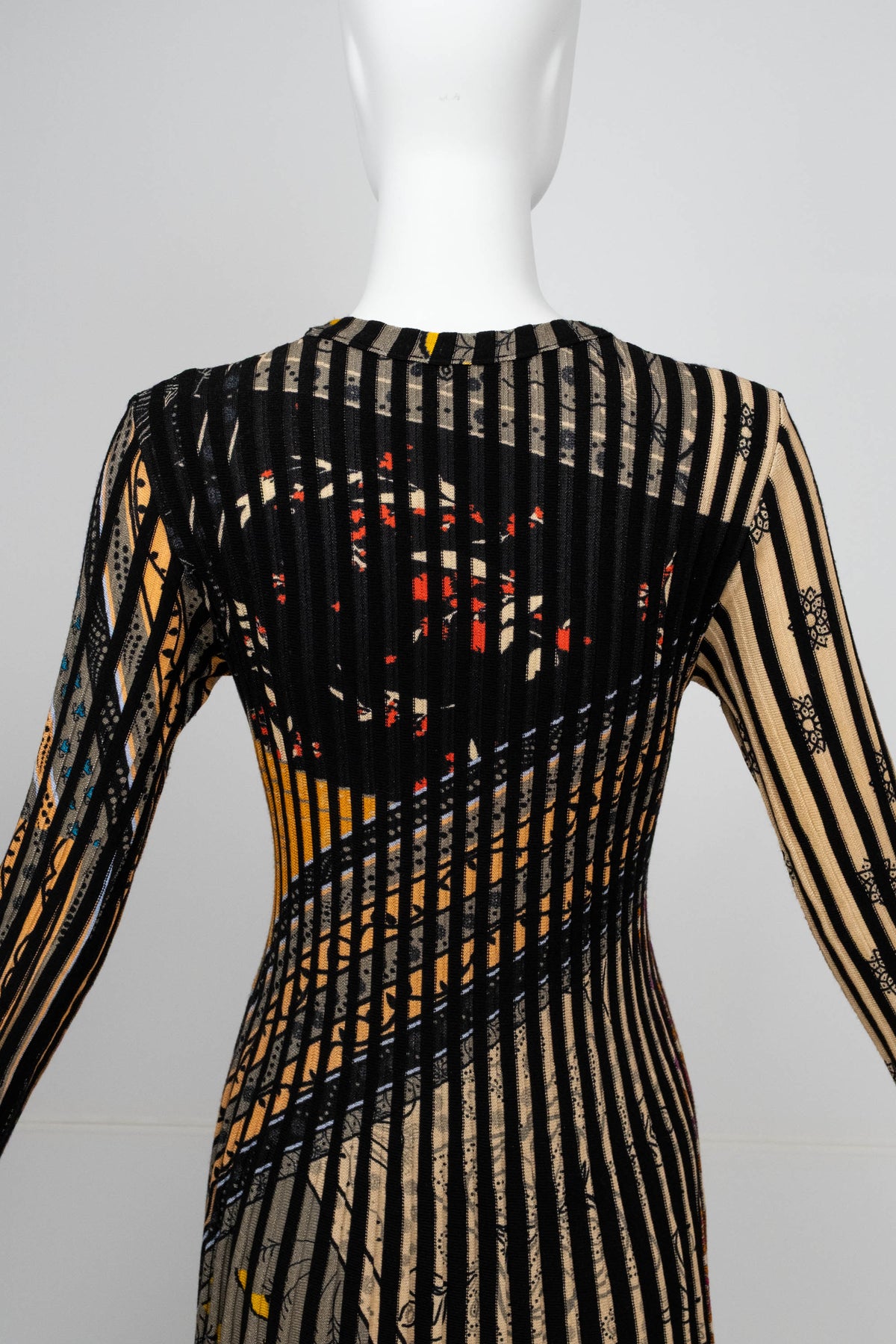 Etro Black Rib Knit Maxi Dress Paisley Print Size 42