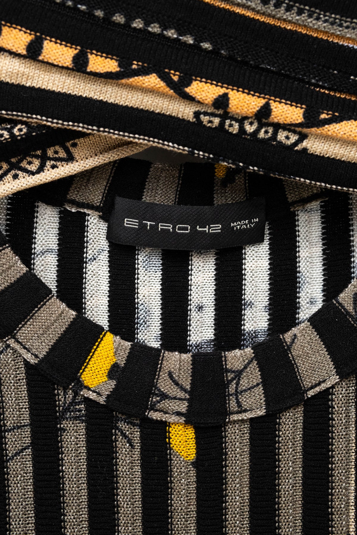 Etro Black Rib Knit Maxi Dress Paisley Print Size 42