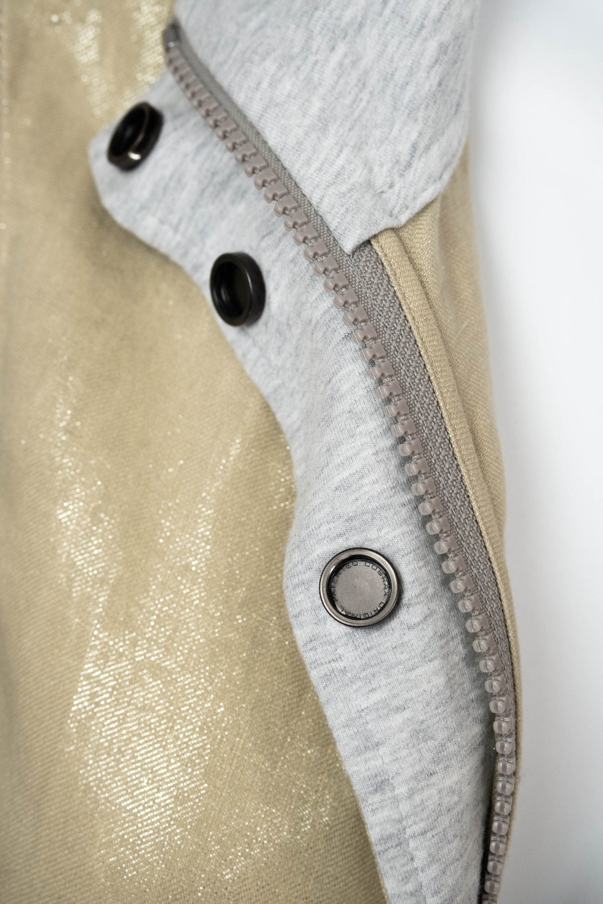 Brunello Cuccinelli Metallic Taupe Drawstring Jacket Size Small