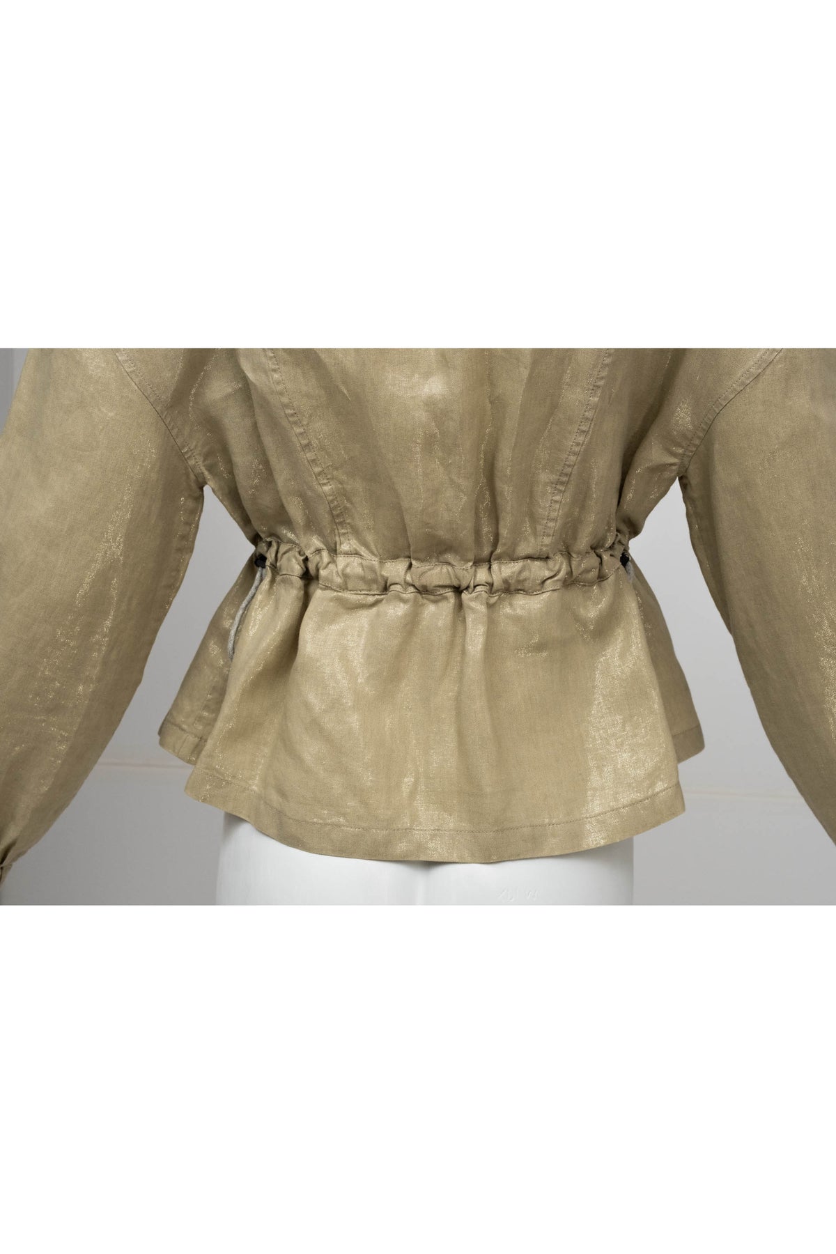 Brunello Cuccinelli Metallic Taupe Drawstring Jacket Size Small