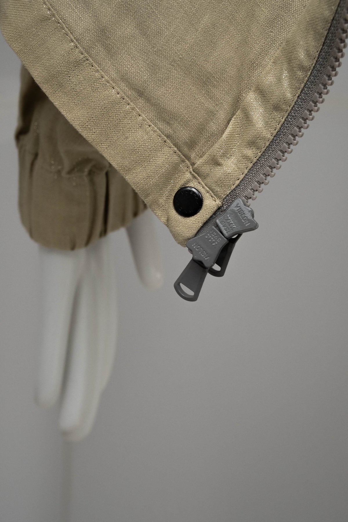 Brunello Cuccinelli Metallic Taupe Drawstring Jacket Size Small