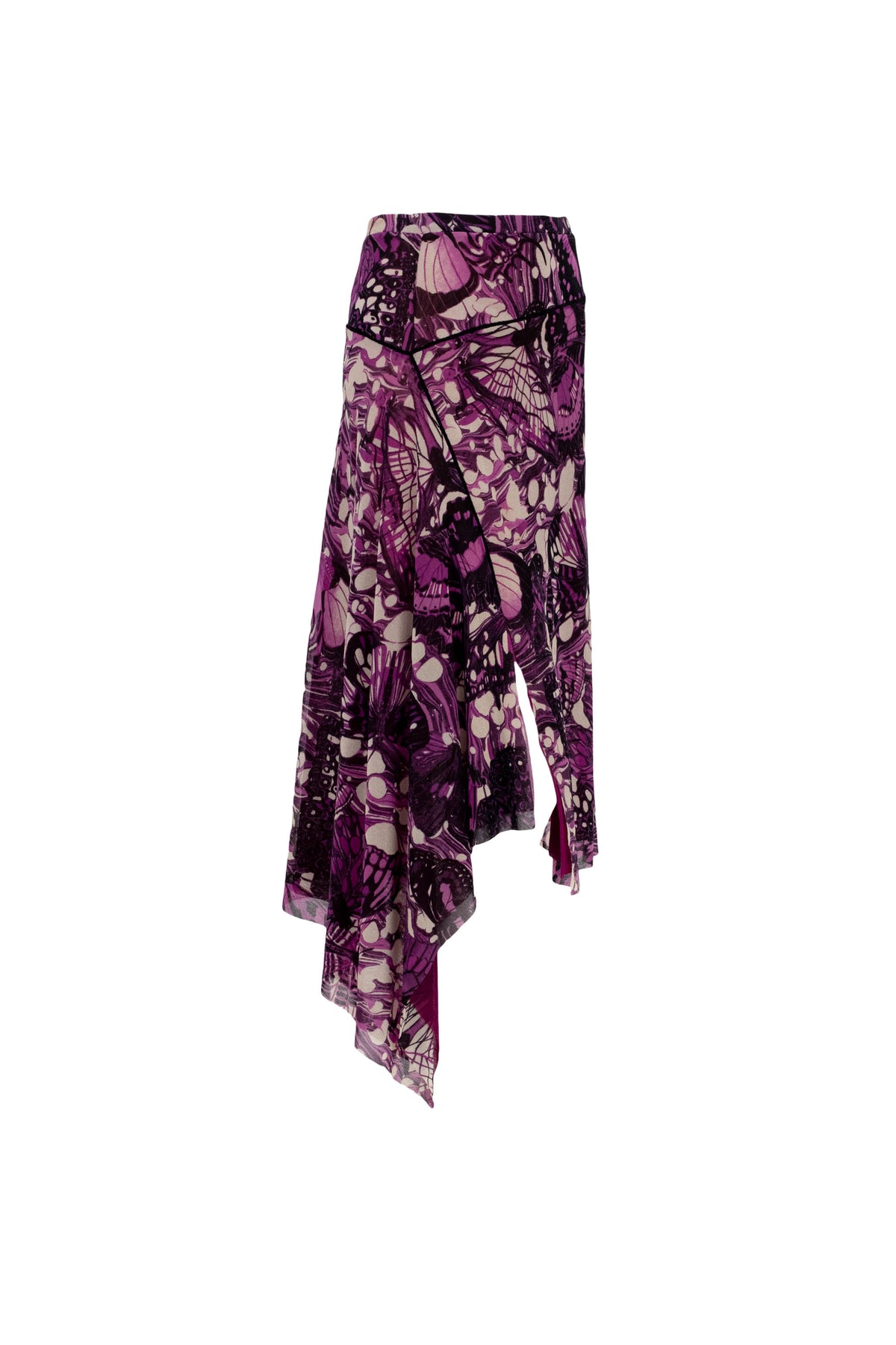 Jean Paul Gaultier Maille Femme Purple Butterfly Print Skirt and Turtleneck Size M