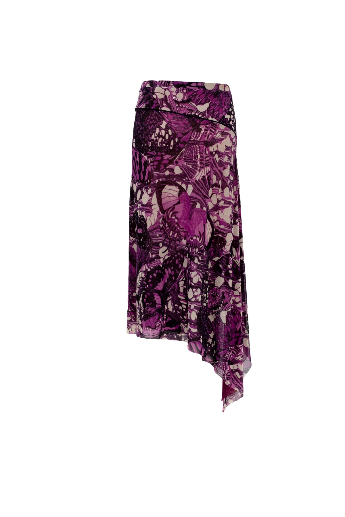 Jean Paul Gaultier Maille Femme Purple Butterfly Print Skirt and Turtleneck Size M