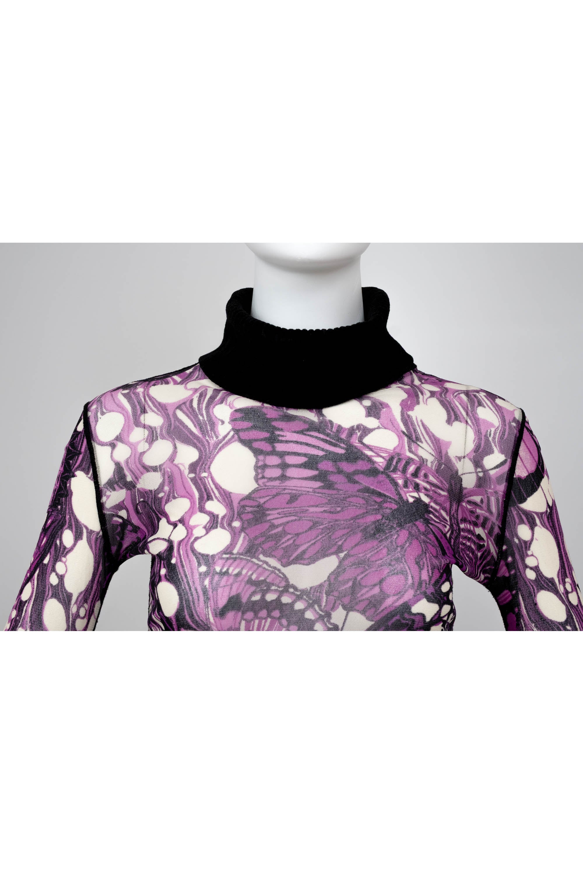 Jean Paul Gaultier Maille Femme Purple Butterfly Print Skirt and