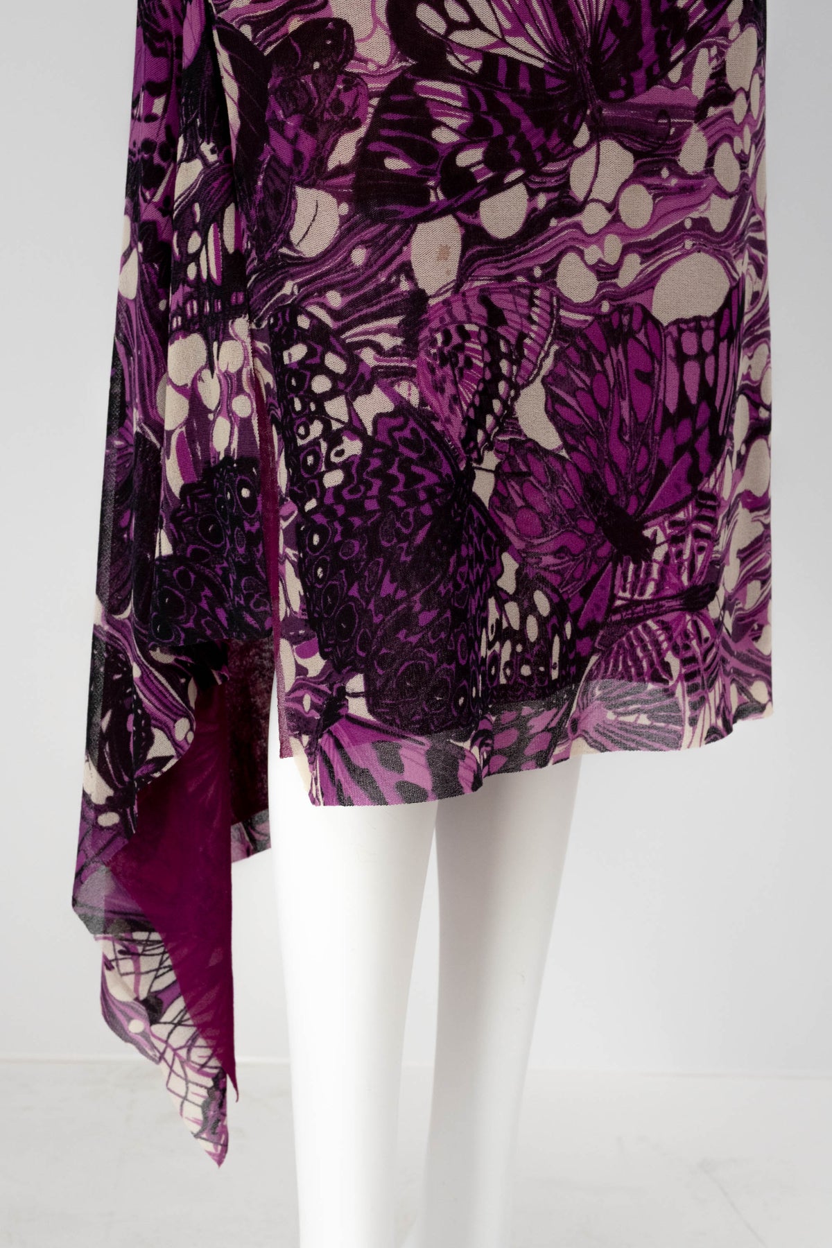 Jean Paul Gaultier Maille Femme Purple Butterfly Print Skirt and Turtleneck Size M