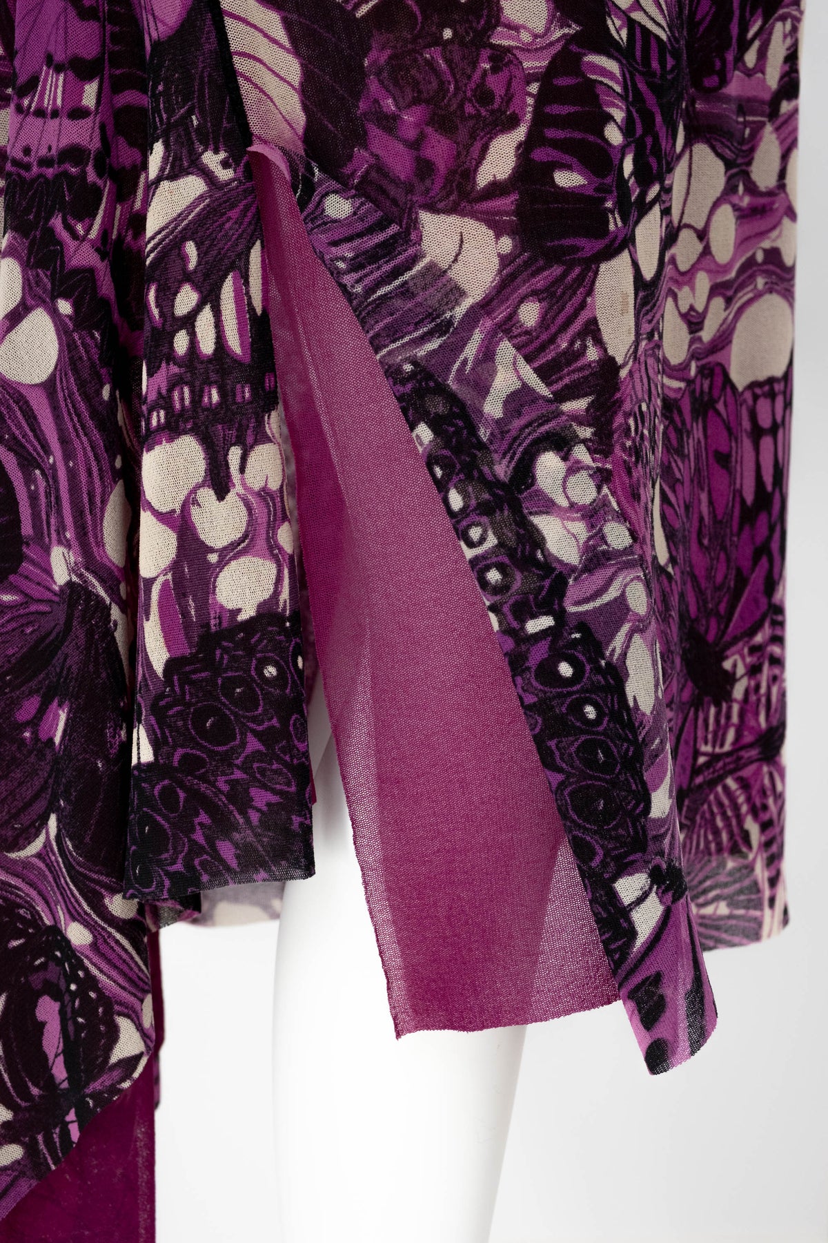 Jean Paul Gaultier Maille Femme Purple Butterfly Print Skirt and Turtleneck Size M