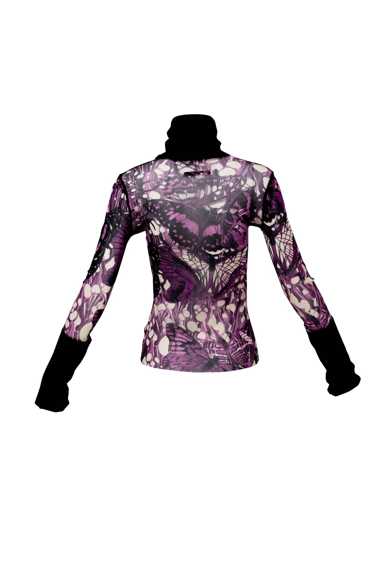 Jean Paul Gaultier Maille Femme Purple Butterfly Print Skirt and Turtleneck Size M