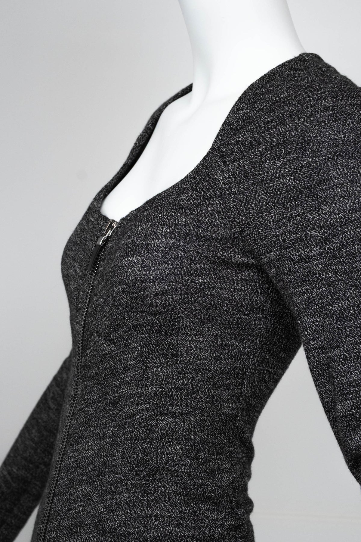 Alexander McQueen Grey Ruched Zip Dress Size