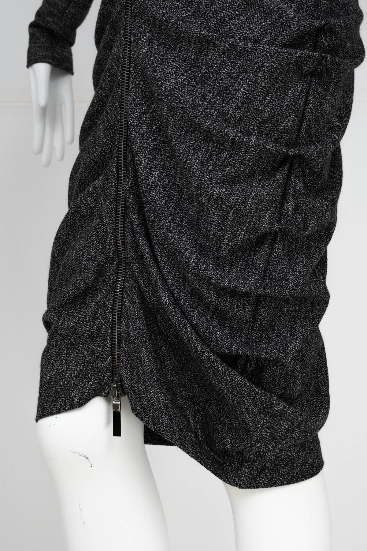 Alexander McQueen Grey Ruched Zip Dress Size