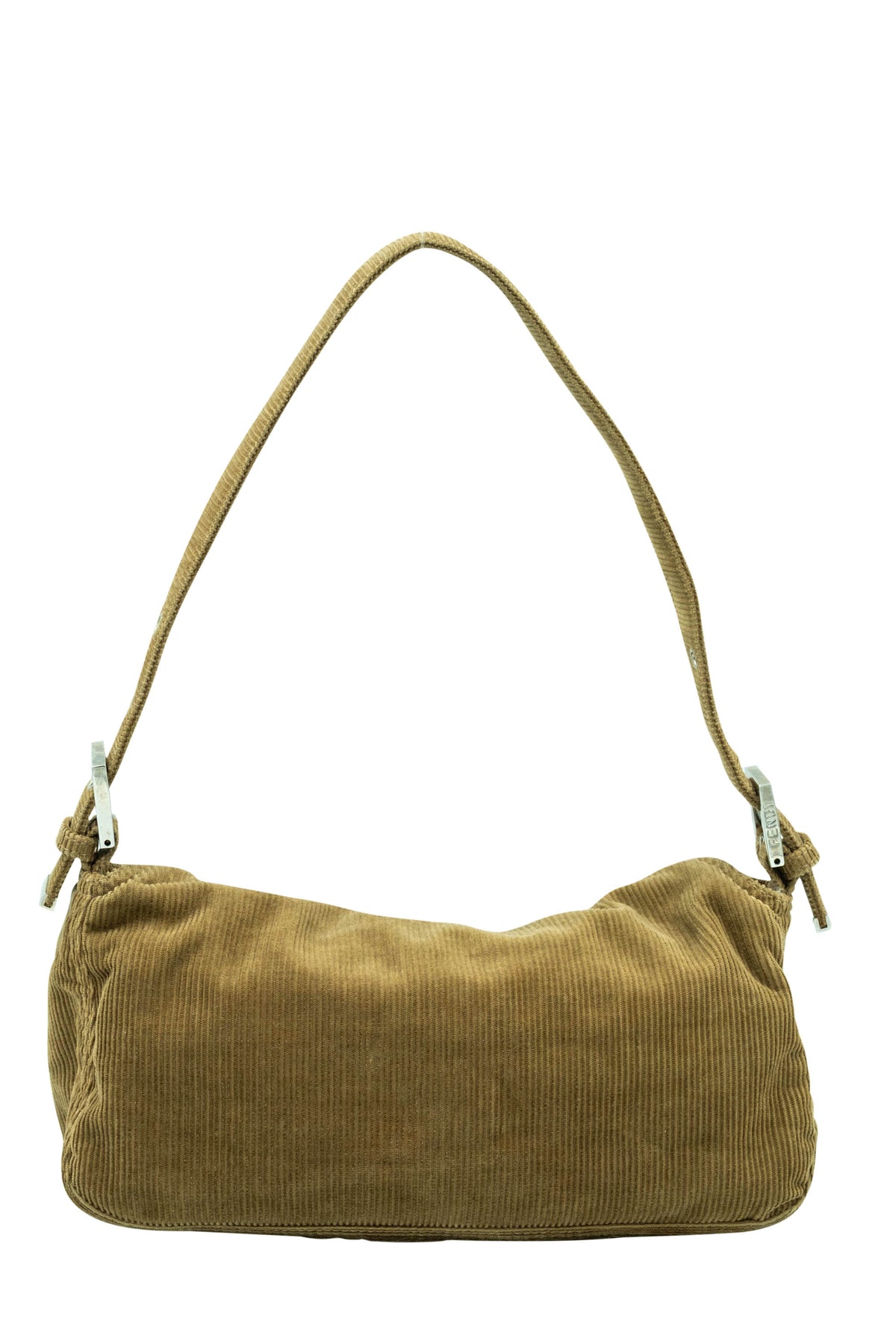 Fendi Light Brown Corduroy Baguette Shoulder Bag