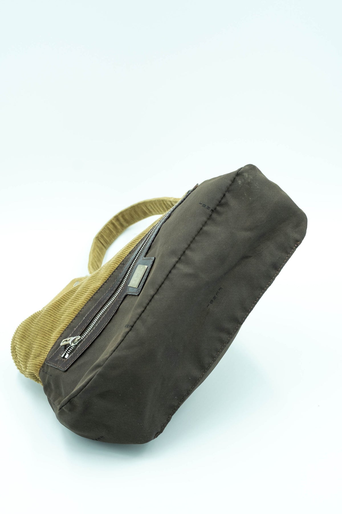 Fendi Light Brown Corduroy Baguette Shoulder Bag