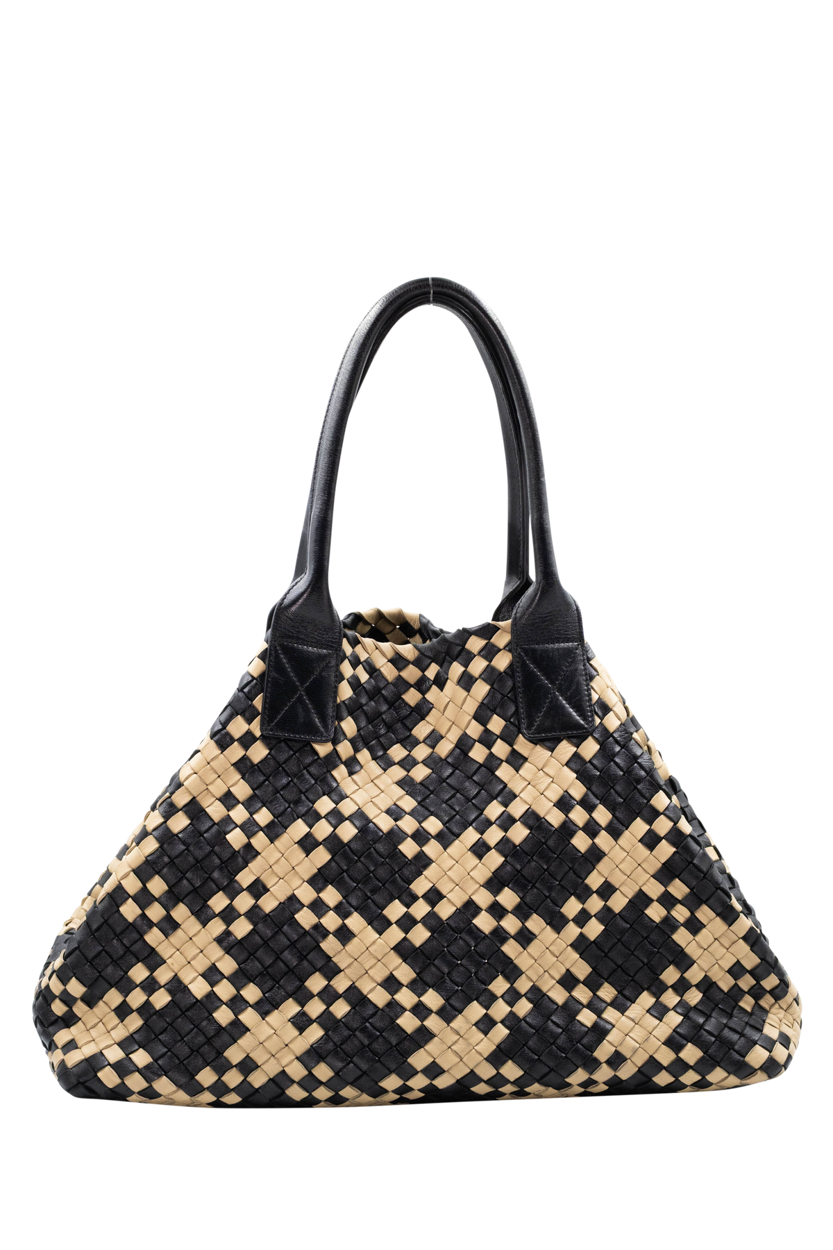 Bottega Veneta Black and Tan Contrast Cabat Tote Purse Size L