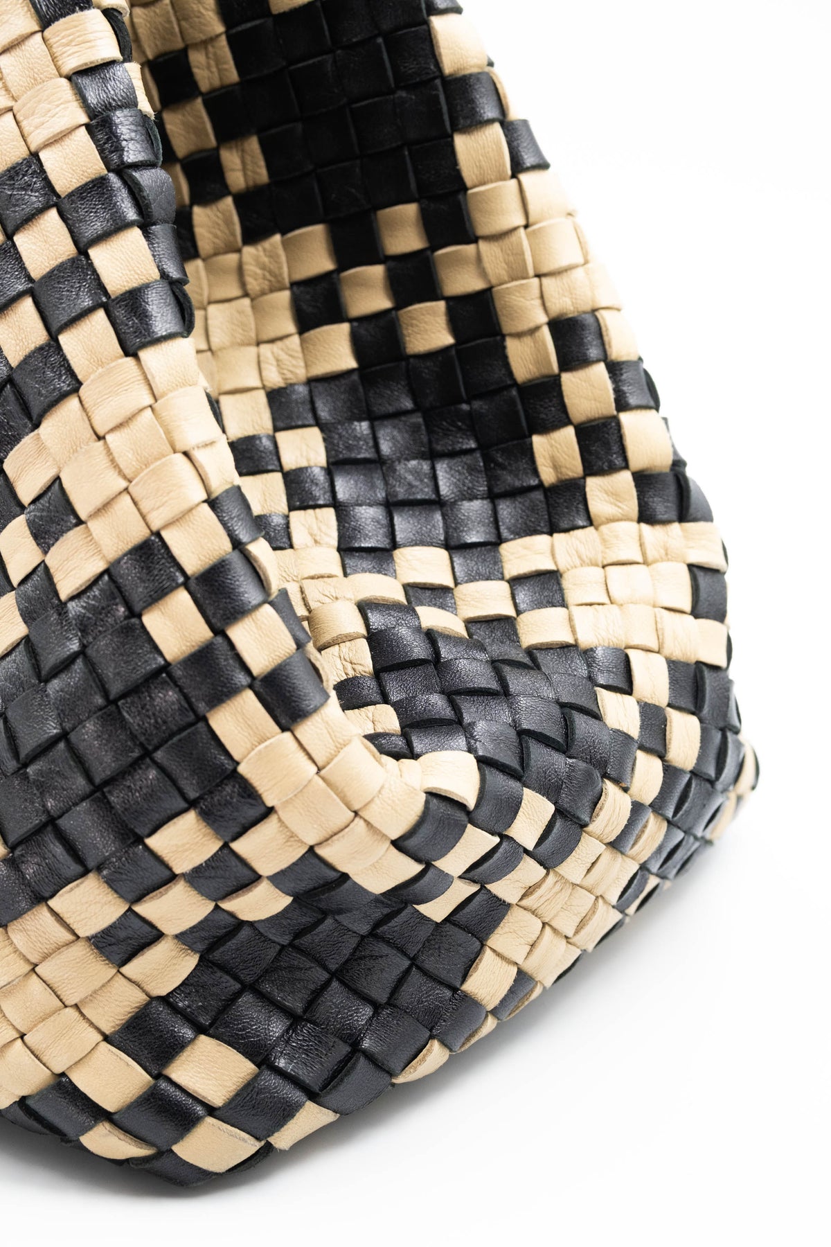 Bottega Veneta Black and Tan Contrast Cabat Tote Purse Size L