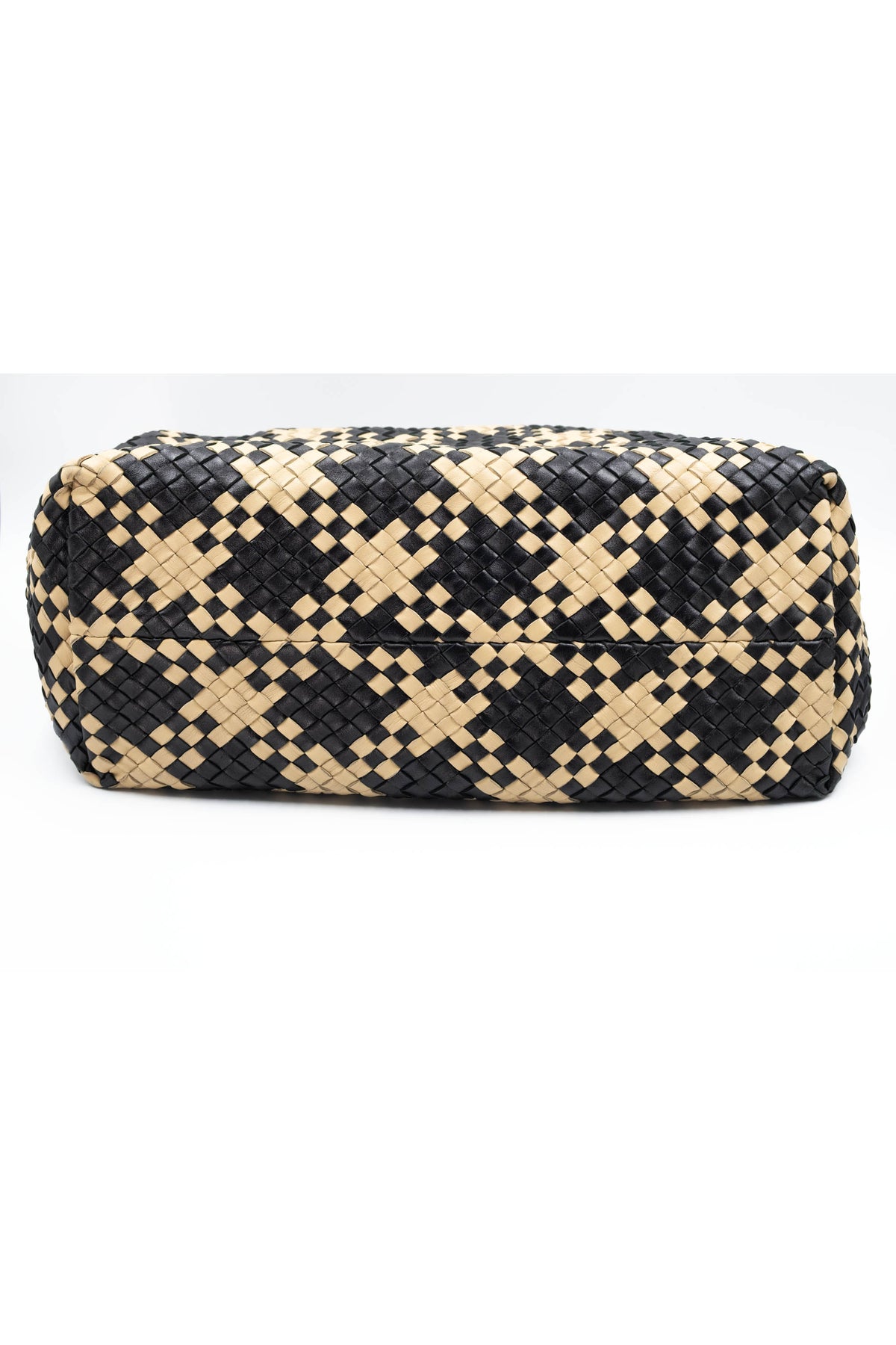 Bottega Veneta Black and Tan Contrast Cabat Tote Purse Size L