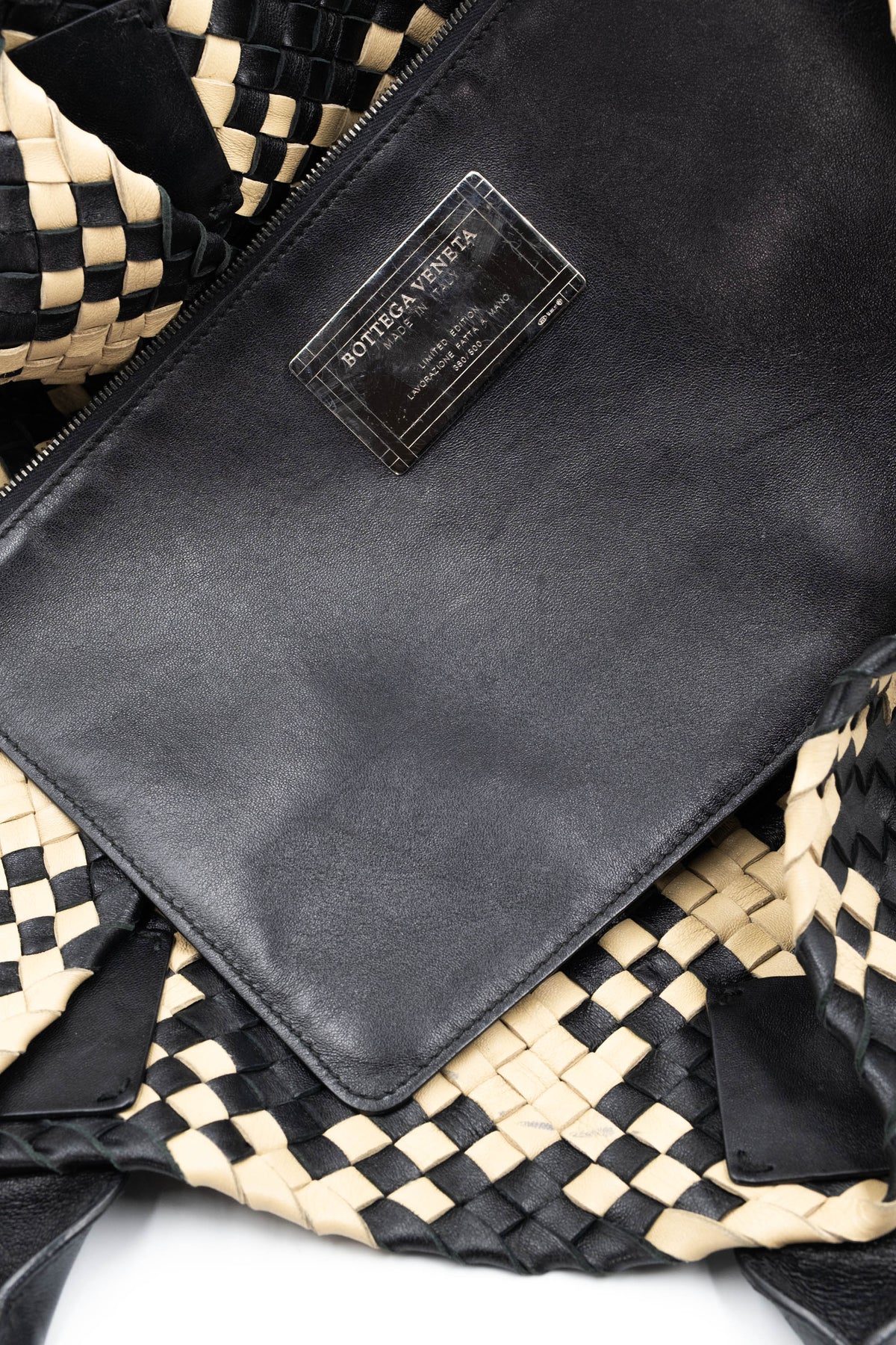 Bottega Veneta Black and Tan Contrast Cabat Tote Purse Size L