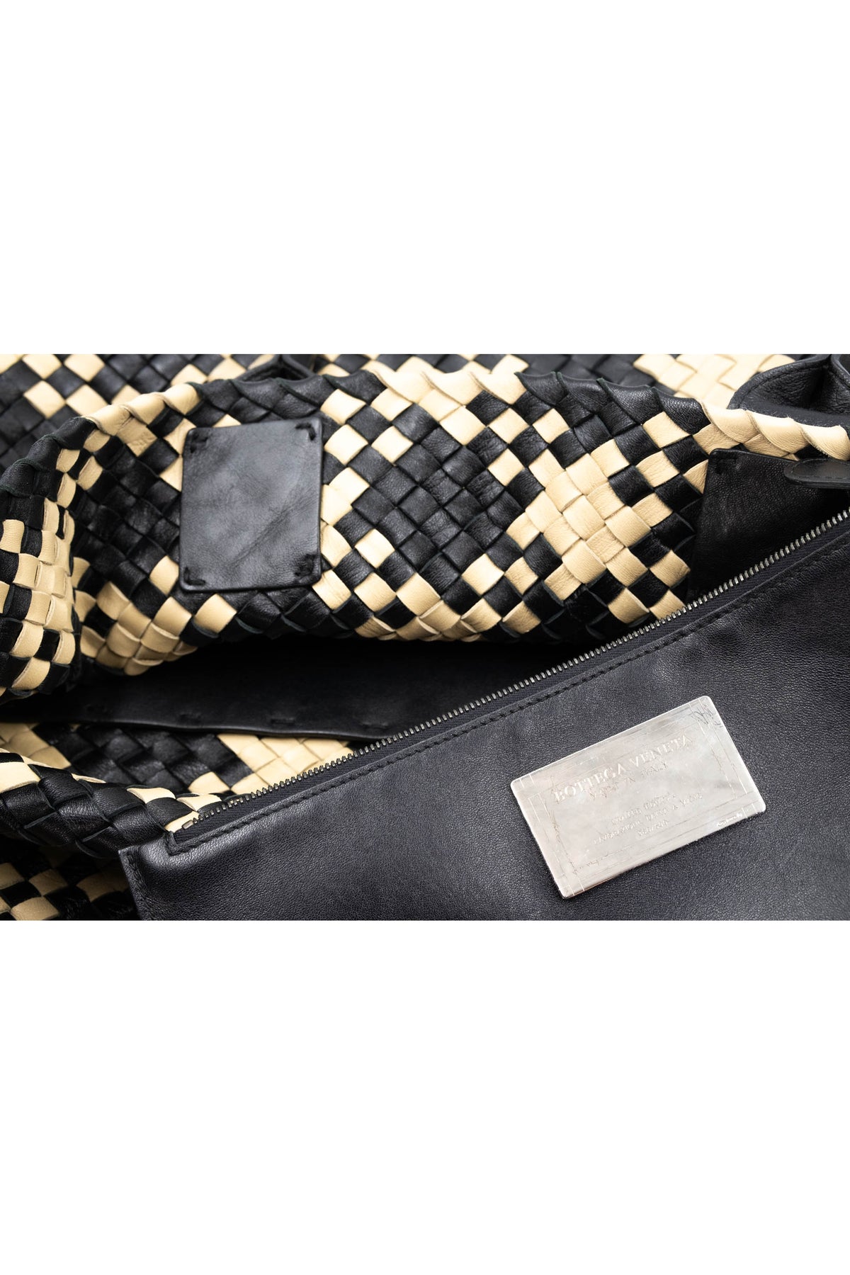 Bottega Veneta Black and Tan Contrast Cabat Tote Purse Size L