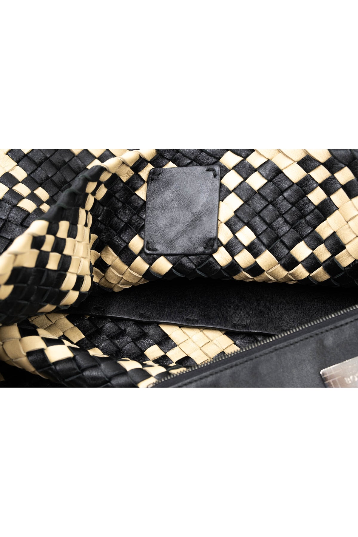 Bottega Veneta Black and Tan Contrast Cabat Tote Purse Size L