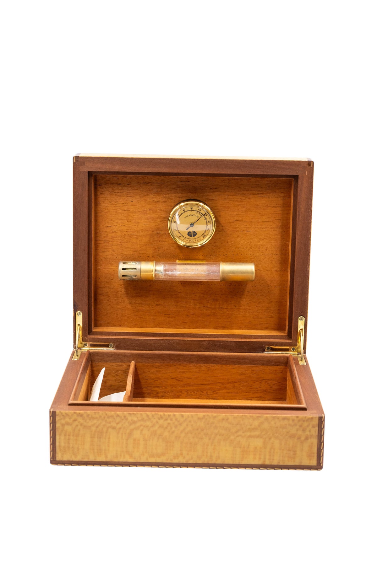 Hermes Vintage Custom Pear Wood Humidor Box With Hydrometer