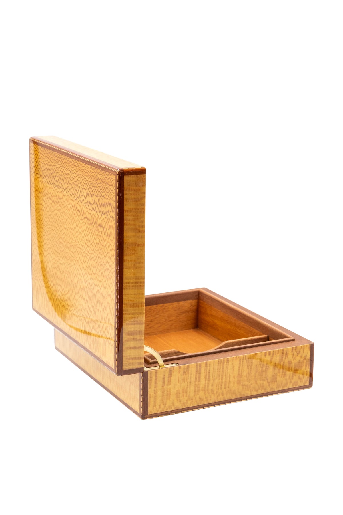 Hermes Vintage Custom Pear Wood Humidor Box With Hydrometer