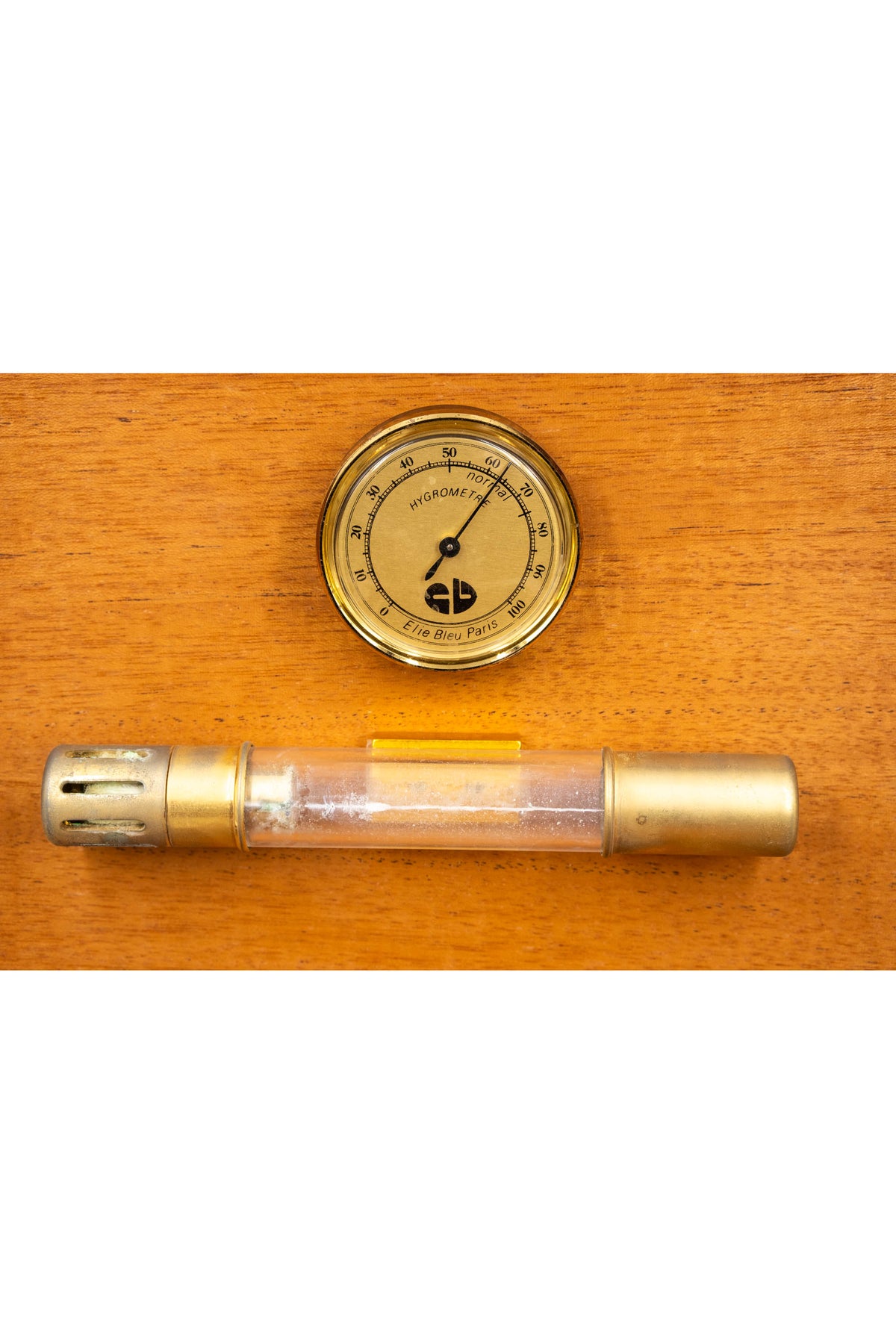 Hermes Vintage Custom Pear Wood Humidor Box With Hydrometer